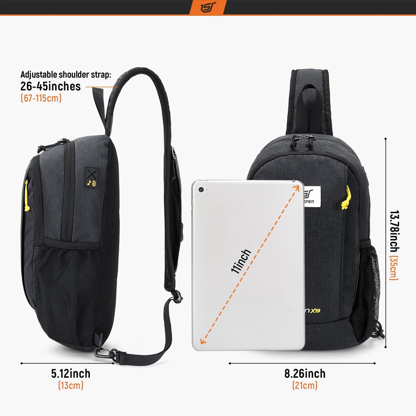 SKYSPER Sling Backpack with RFID Pocket Lightweight Crossbody Bag for Hiking Travel Shoulder Chest Bag for Men Women