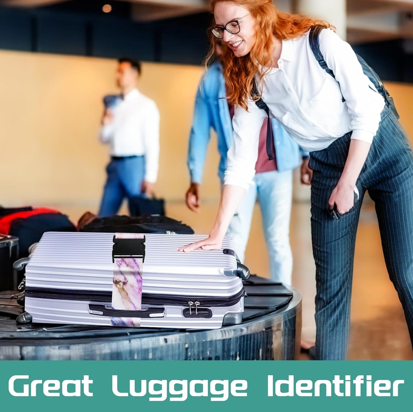 Slohif Luggage Straps for Suitcases Travel Belt Accessories Luggage Connector Identifiers Over Handle with Buckle Unique Nylon Adjustable Strap for Sleeping Bag Car Seat Purple Marble(2 Pack)