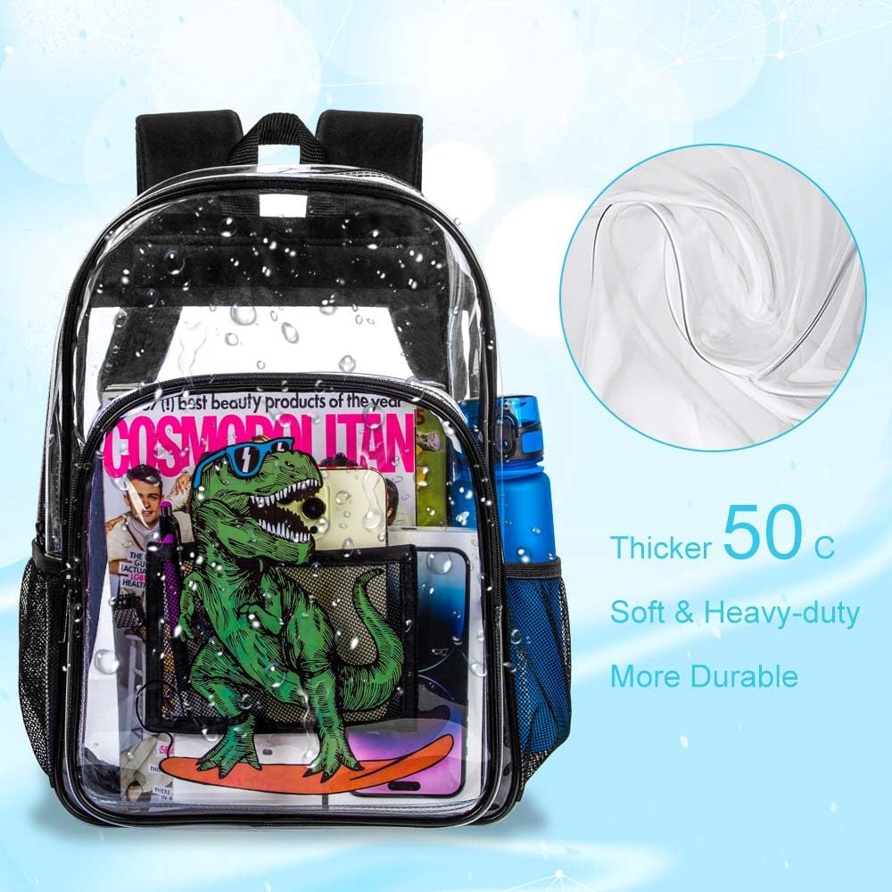 Clear Backpack for Girls and Boys, Kids Transparent Bookbag, 3PCS Cute See Through School Bag for