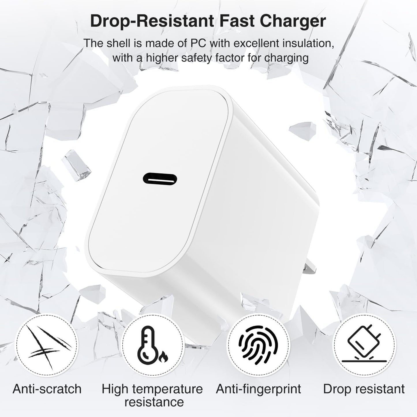 iPhone 17 16 15 Fast Charger 10ft, USB C Charging Block and Long Type C to C Cable Cord, iPad Wall Plug Power Adapter Cube Brick for Apple iPhone 17 Pro Max/17 Air/16 e/16 Pro/15 Plus/15 Mini/Samsung