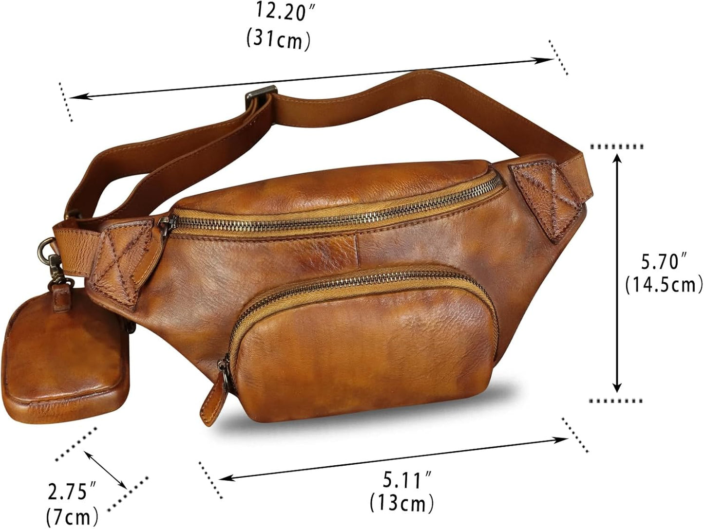 Genuine Leather Waist Bag Hip Bag Fanny Packs for Women and Men Real Leather Fanny Bag Sling Bag Crossbody Bags Chest Purses (Brown)