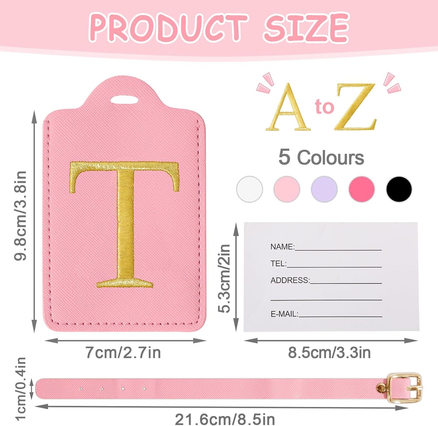 Initial Letter Luggage Tag for Suitcase, Cute Luggage Bag, Waterproof PU Leather Travel Luggage