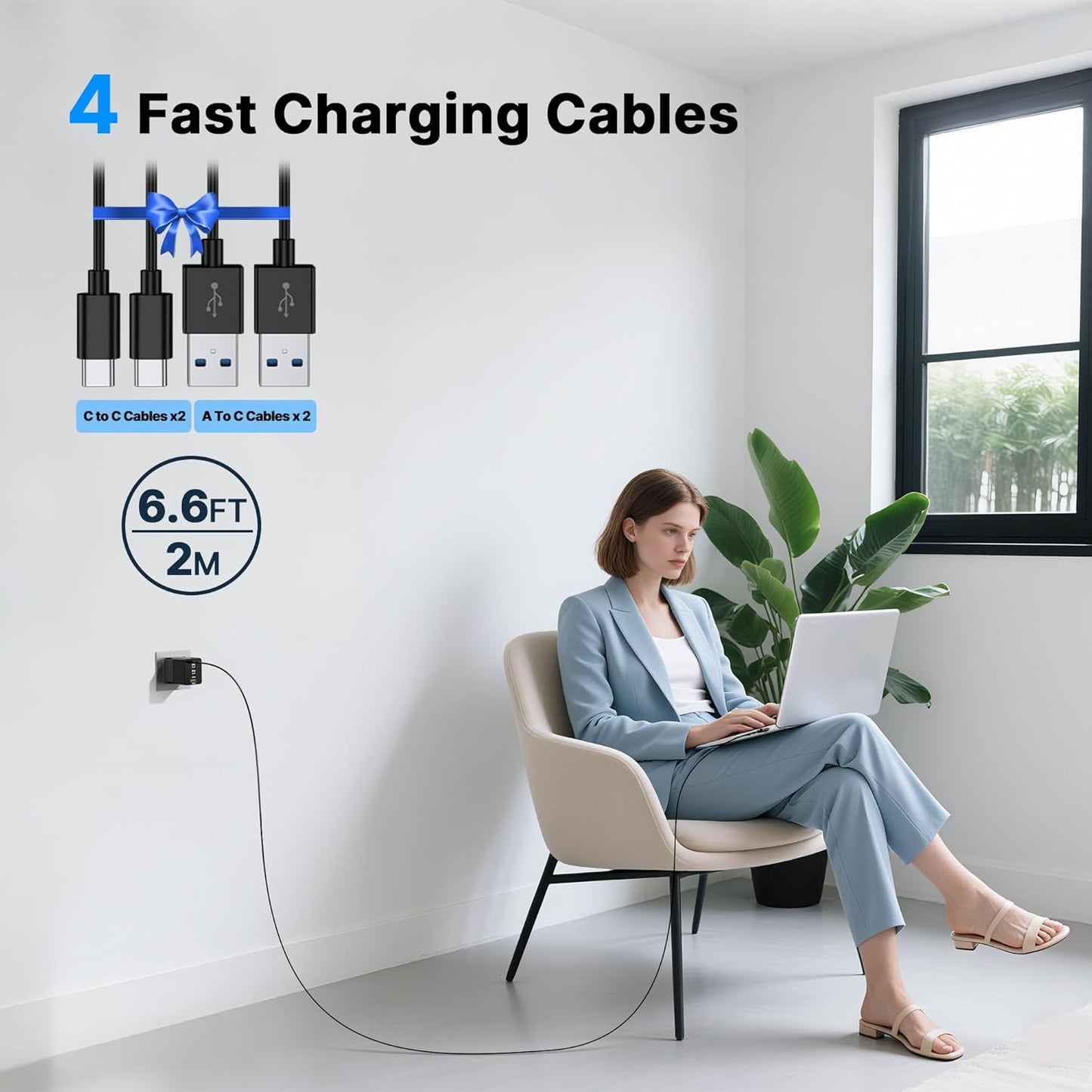 2 Pack 180W USB C Charger Block, Foldable 4-Port GaN Super Fast Charger USB C, Dual 65W Type C Charging Block, Laptop Fast Charging Adapter for MacBook Pro/Air, iPad, iPhone, Samsung Galaxy Black