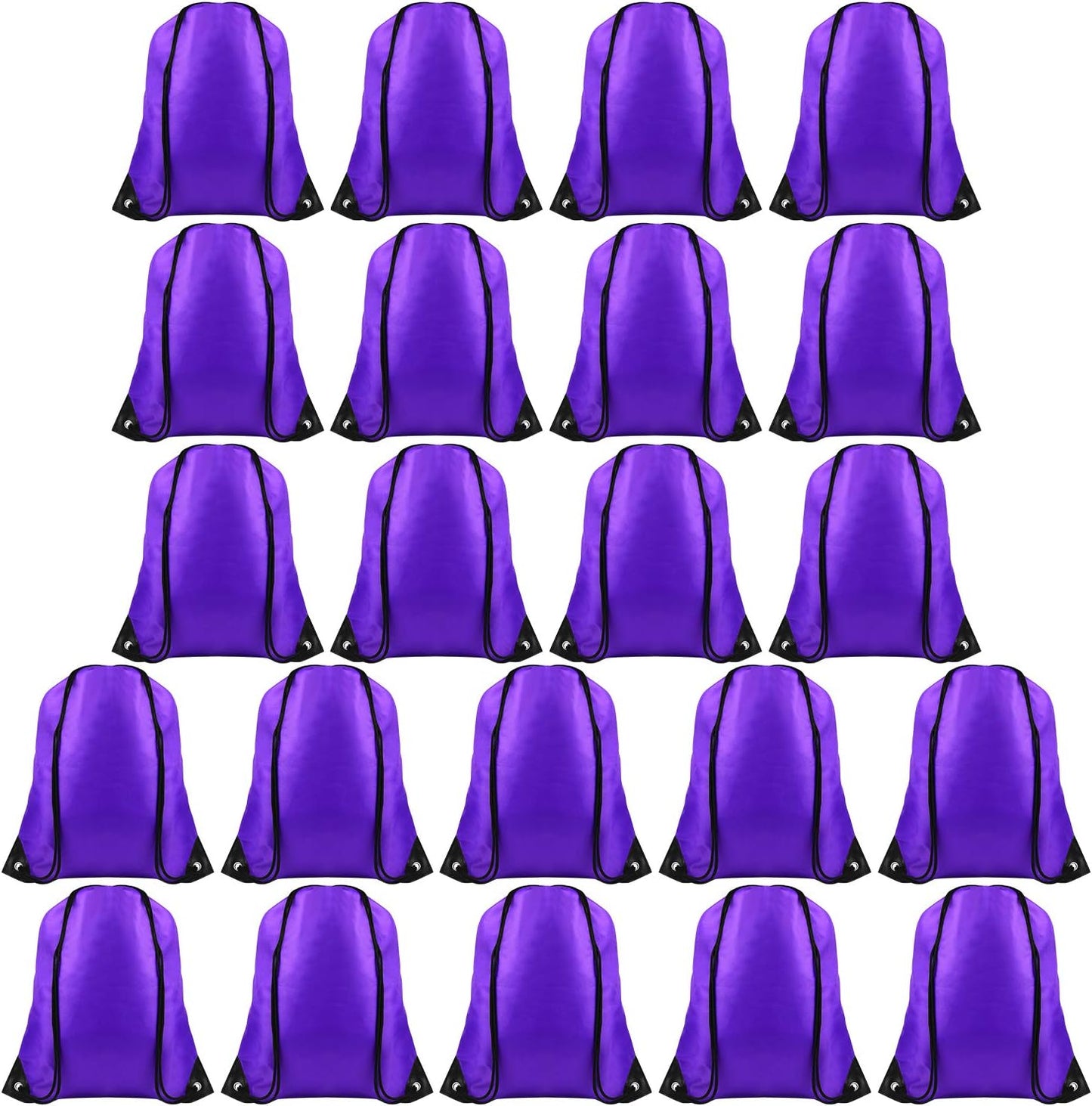 FEPITO 22 Pack Drawstring Bags String Backpack Bulk School Backpacks for Gym Traveling (Purple)
