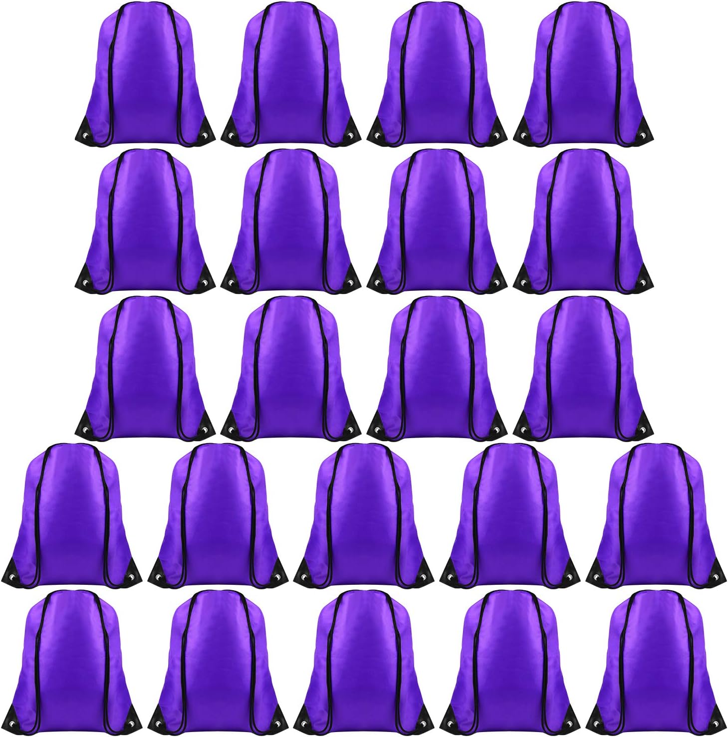 FEPITO 22 Pack Drawstring Bags String Backpack Bulk School Backpacks for Gym Traveling (Purple)