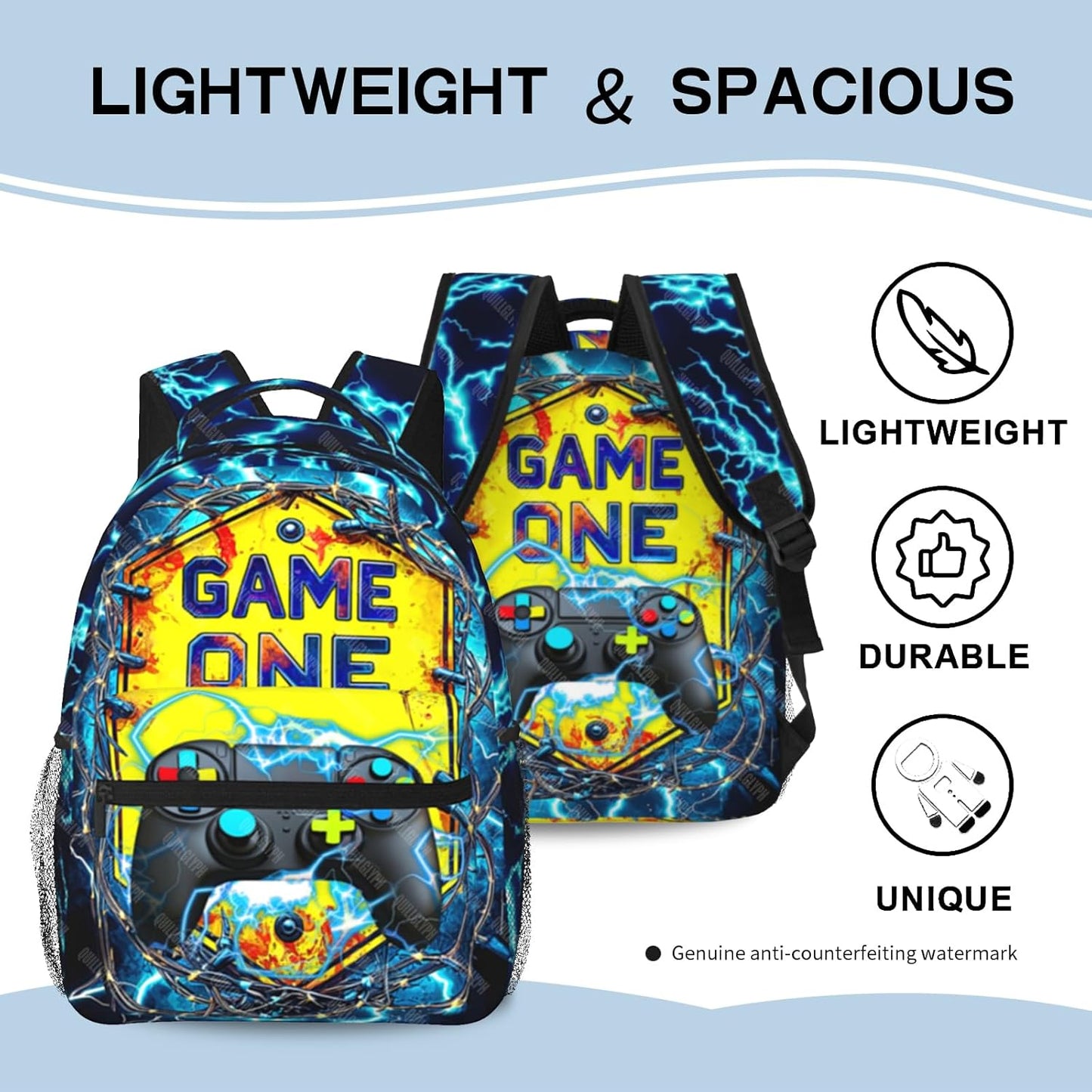 School Backpack For Boys Abstract Gamepad Boy Backpack For Kids Children Teens Elementary Middle School Boy Backpacks Ages 6-18 Video Games Bookbag back pack