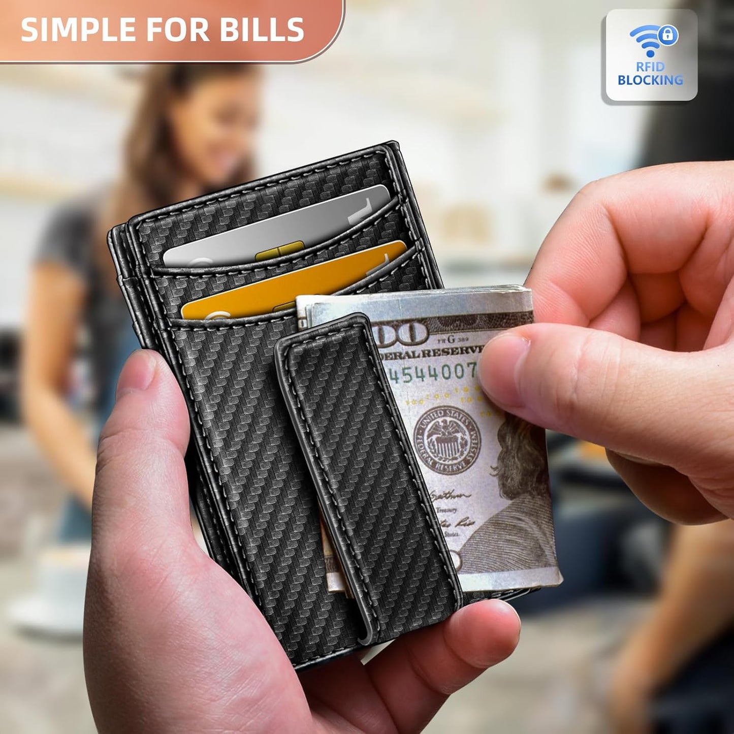 BULLIANT Magnetic Closure Slim Wallet-Genuine Leather Front Pocket Wallet for Men,RFID Blocking,Holds 12 Cards and Money Clip