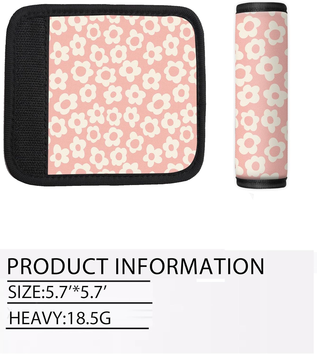 2 Pack Luggage Handle Wrap Travel Tags - Set of Luggage Tags for Suitcases, Identifiers, Marker, and Handle Covers - Cruise Accessories and Travel Gifts（Pink Groovy Flower