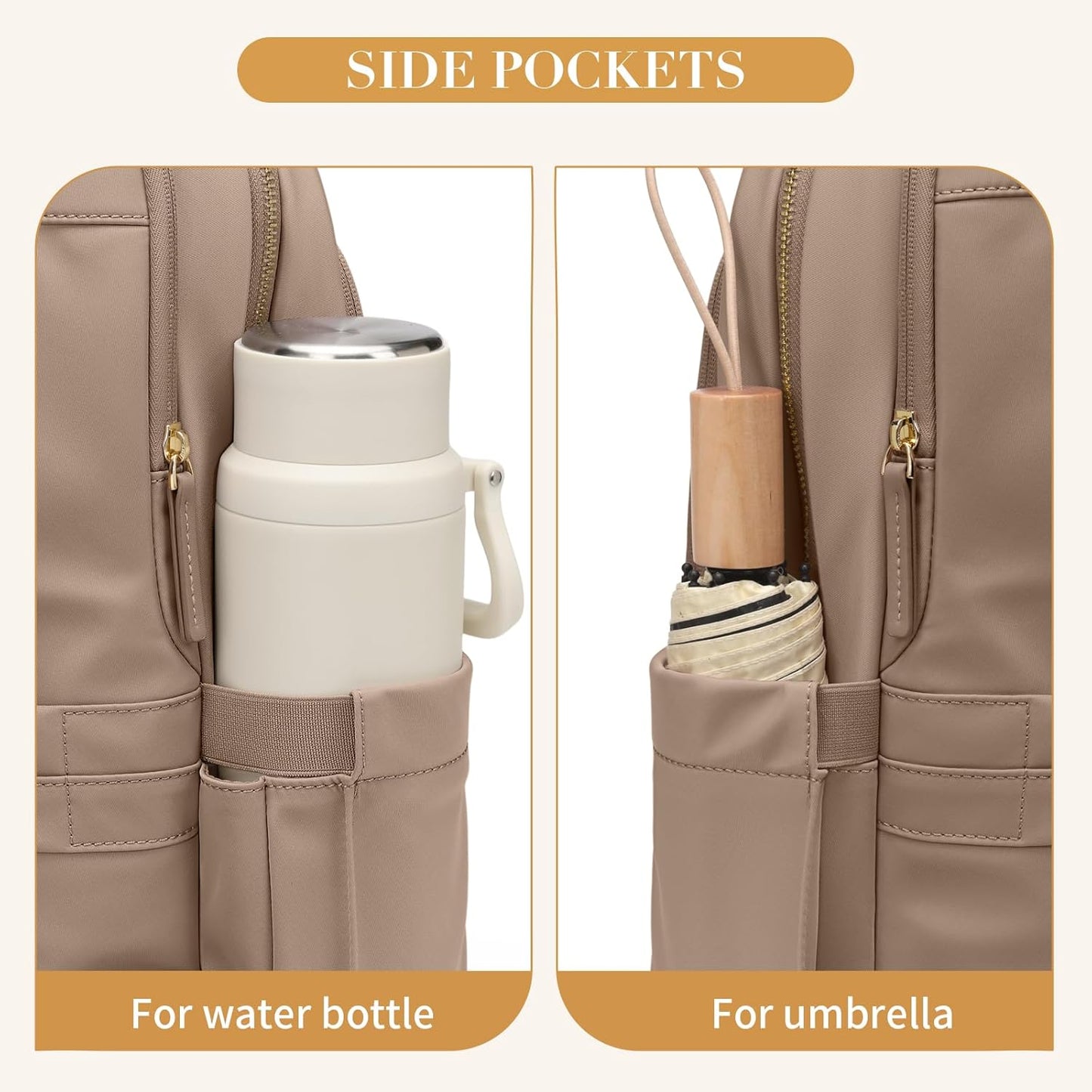 GOLF SUPAGS Women Laptop Backpack Casual Daypack for Work Travel College Backpack Purse Fits 14 Inch Notebook (Champagne)