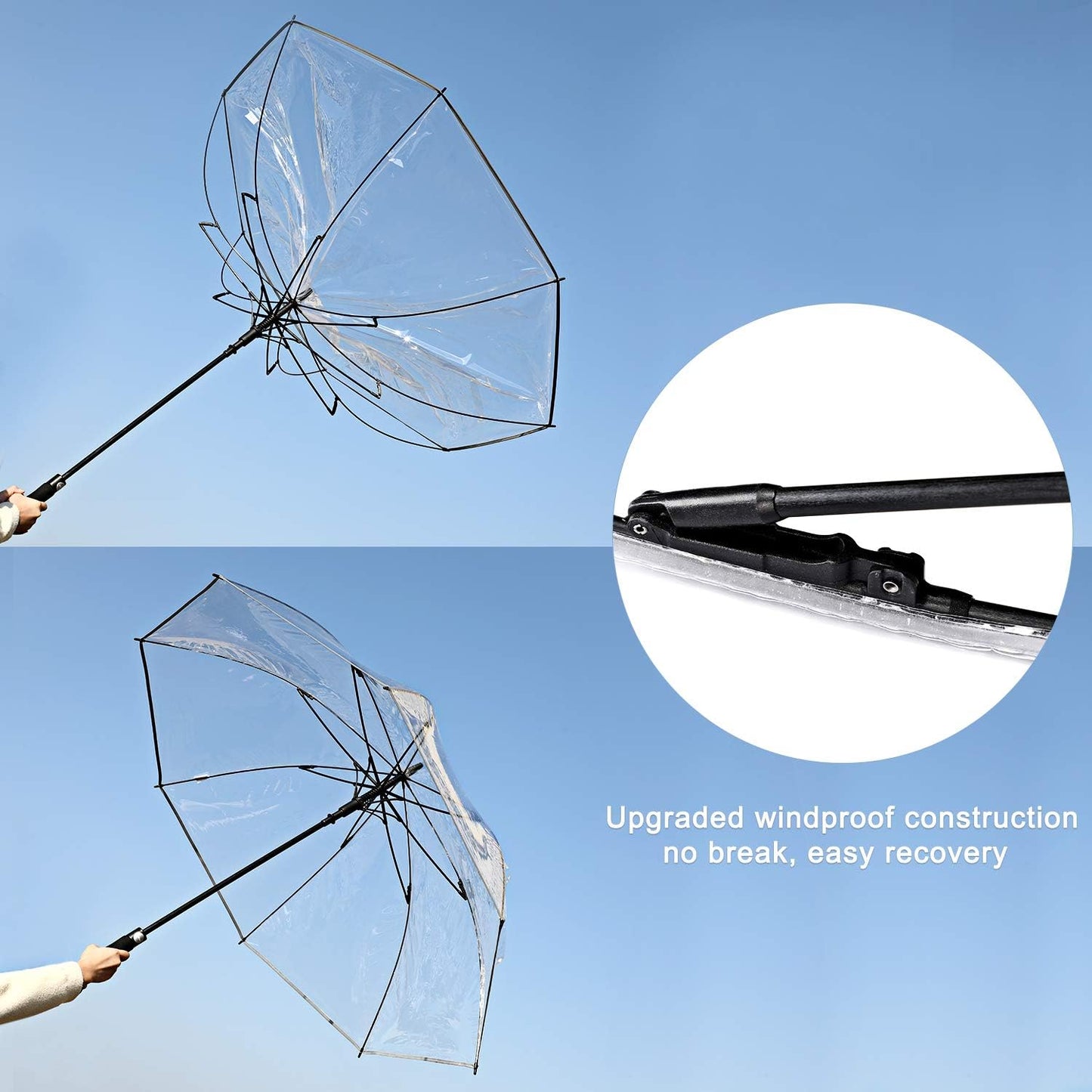 G4Free 62 Inch Clear Golf Umbrella Transparent Auto Open Large Stick Umbrella Oversized Windproof Waterproof with Sleeve for Women Men