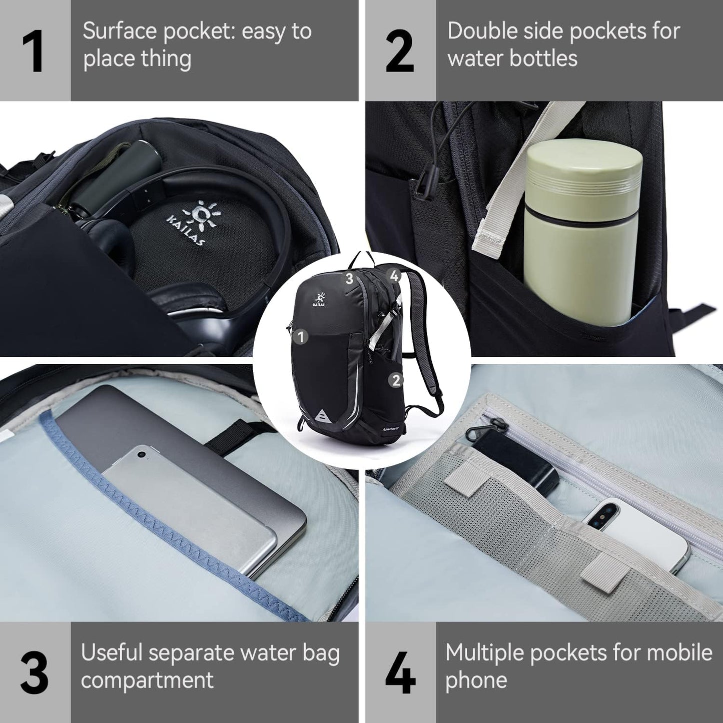KAILAS Adventure 22L Lightweight Hiking Backpack Waterproof Trekking Backpack Small Daypack Outdoor Camping Trip Travel
