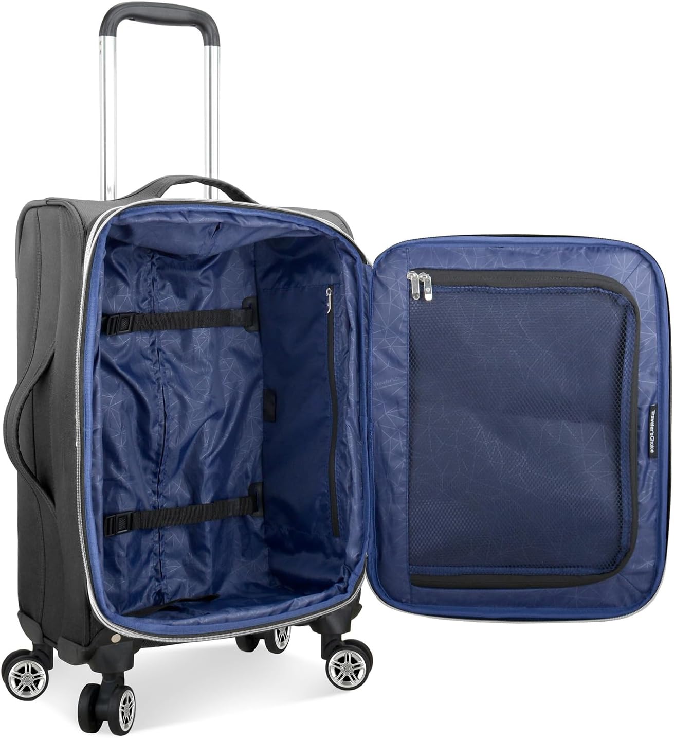 Traveler's Choice Lares Softside Expandable Luggage with Spinner Wheels, Black, Carry-On 22-Inch