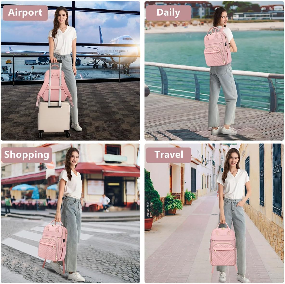 Laptop Backpack for Women Work Bag - 15.6 inch Travel Backpack with USB Charger Business Computer