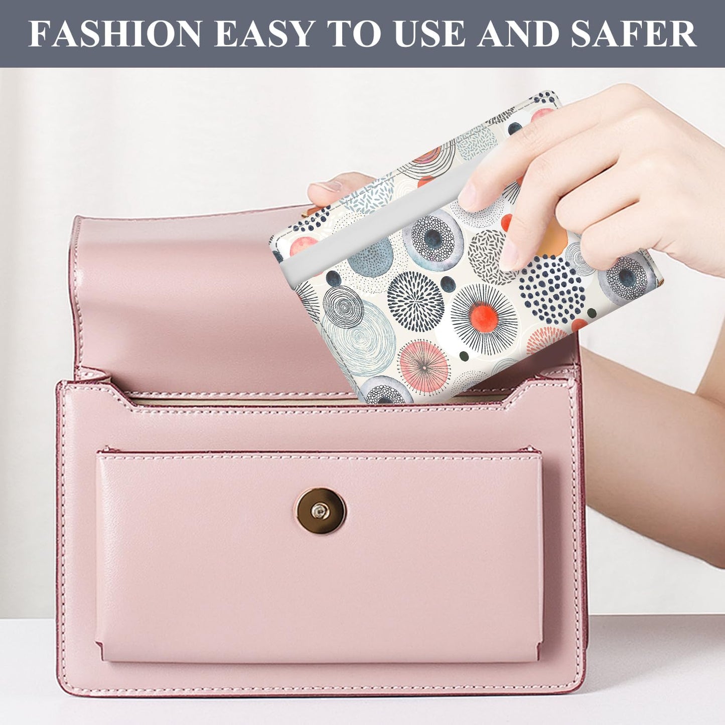 Passport Holder for Travel Essentials, RFID Premium Leather Passport Wallet Cover Case for Travel Must Haves Accessories, Passport Book Holders for Women Men Cute Polka Dots