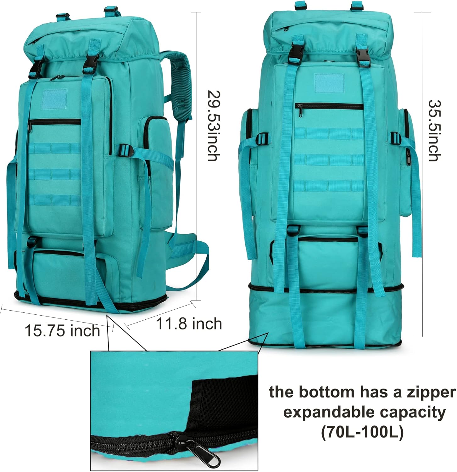 Hiking Backpack for Men 70L/100L Camping Backpack Military Rucksack Molle 3 Days Assault Pack for