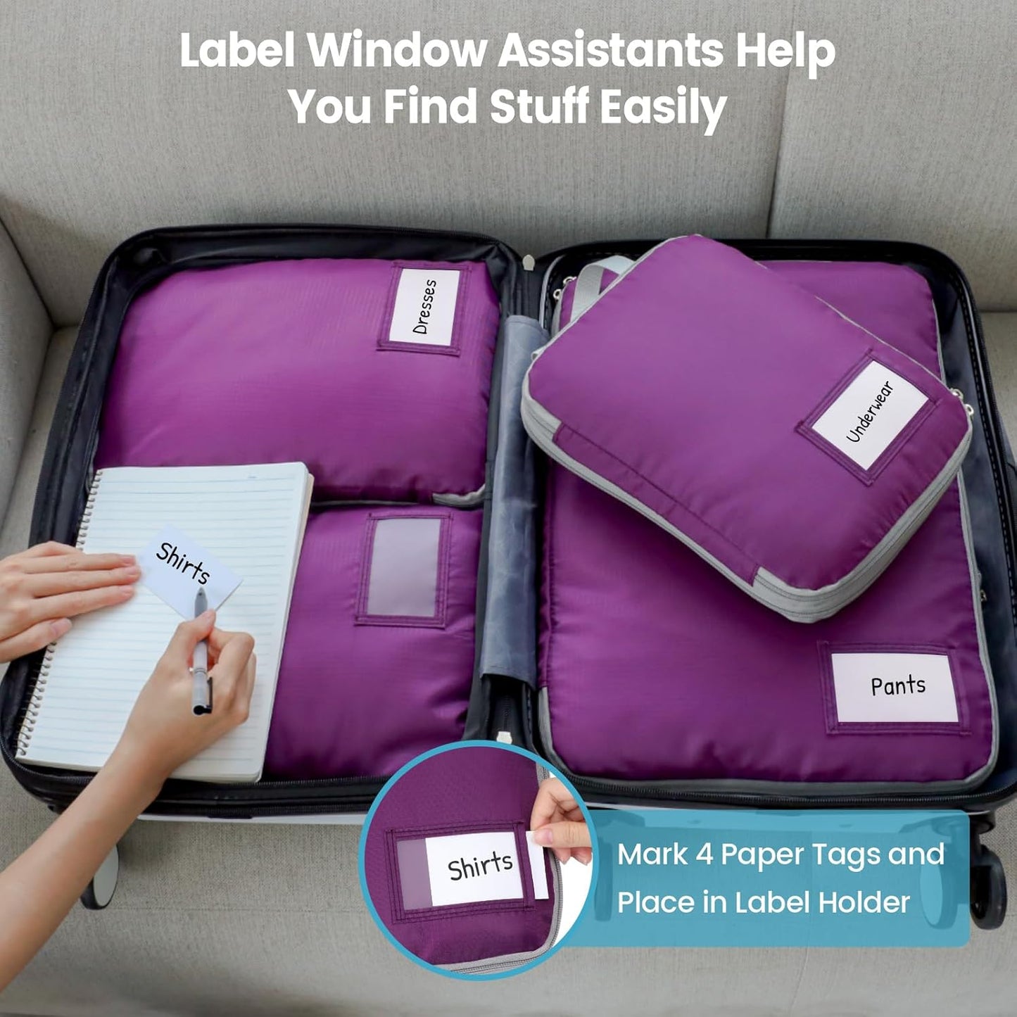 Cambond Compression Packing Cubes for Travel Women - Travel Bags Luggage Organizers Travel Essentials Compression Cubes for Travel Carry on Suitcases Organizer