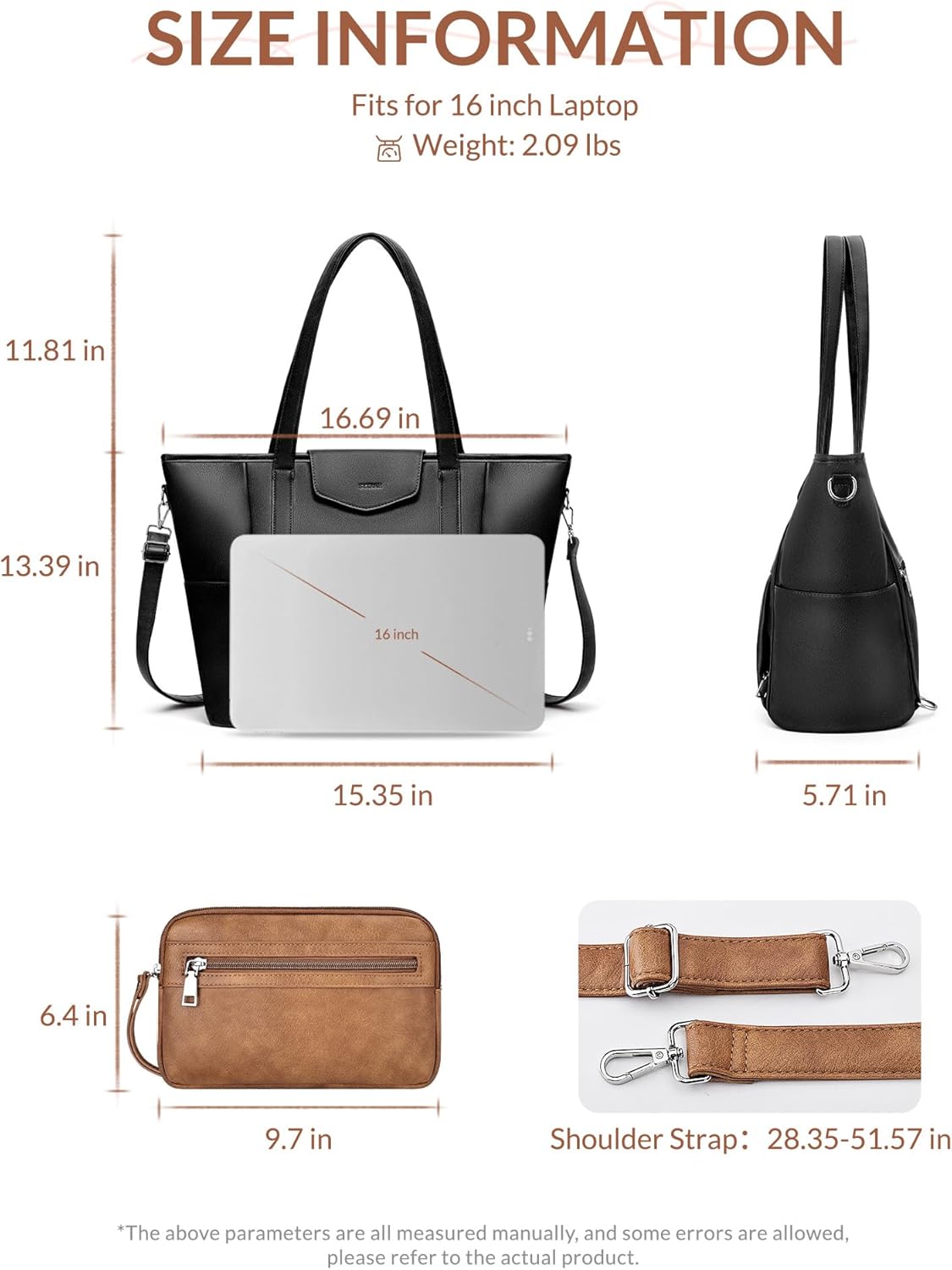 Laptop Bag for Women Designer Leather Laptop Backpack Purse, 16 inch Computer Tote Bags for Work