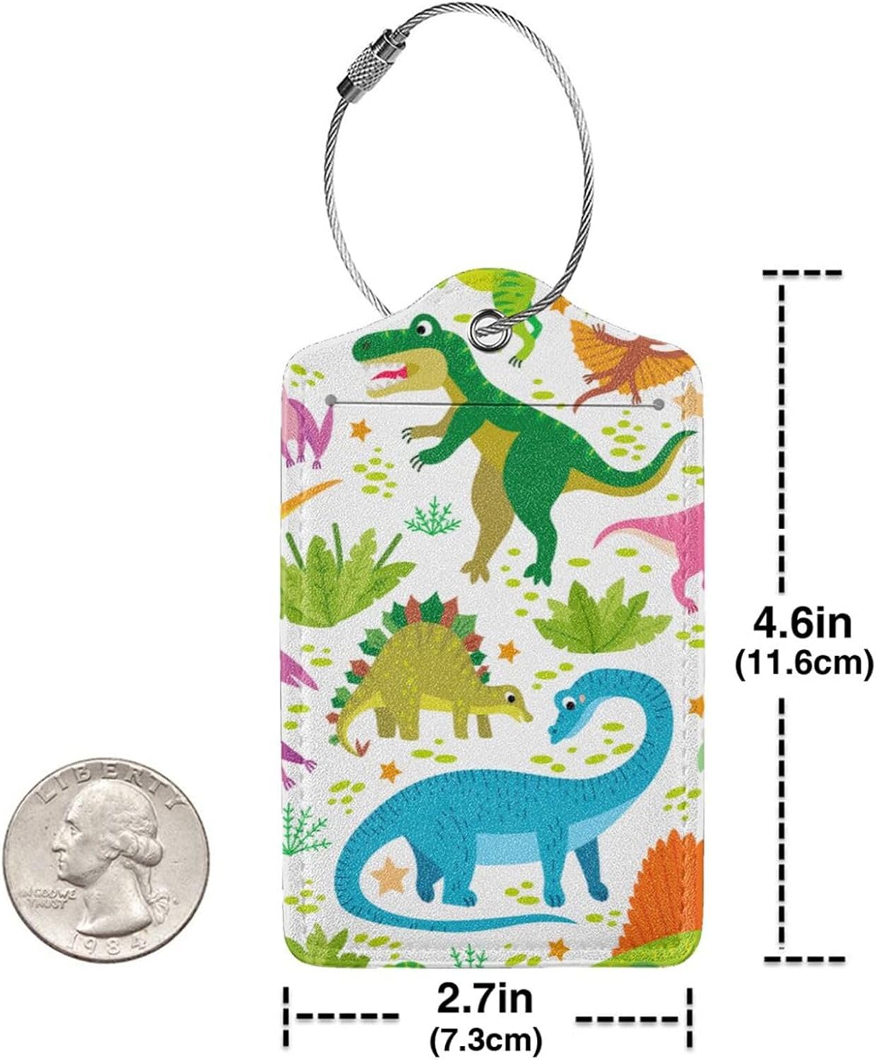 2 Pcs Cute Dinosaur Luggage Tag for Suitcases, Cruise Ship Essential Travel Gift for Men Women Couple Kids Boy Girl Children, Dinosaur Party Decorations Supplie, Funny Dino Christmas Birthday Gift