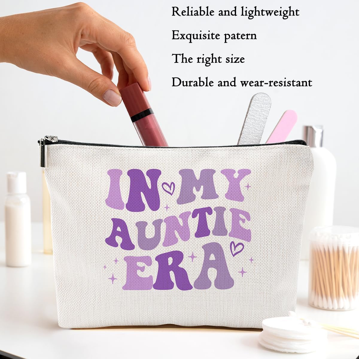 Aunt Gifts Makeup Bag Auntie Gift Ideas Cosmetic Bag, Auntie Gifts from Nephew Niece Christmas Birthday, Gift for Aunt Accessories Travel Toiletry Zipper Bags, Organizer, Cosmetic Pouch
