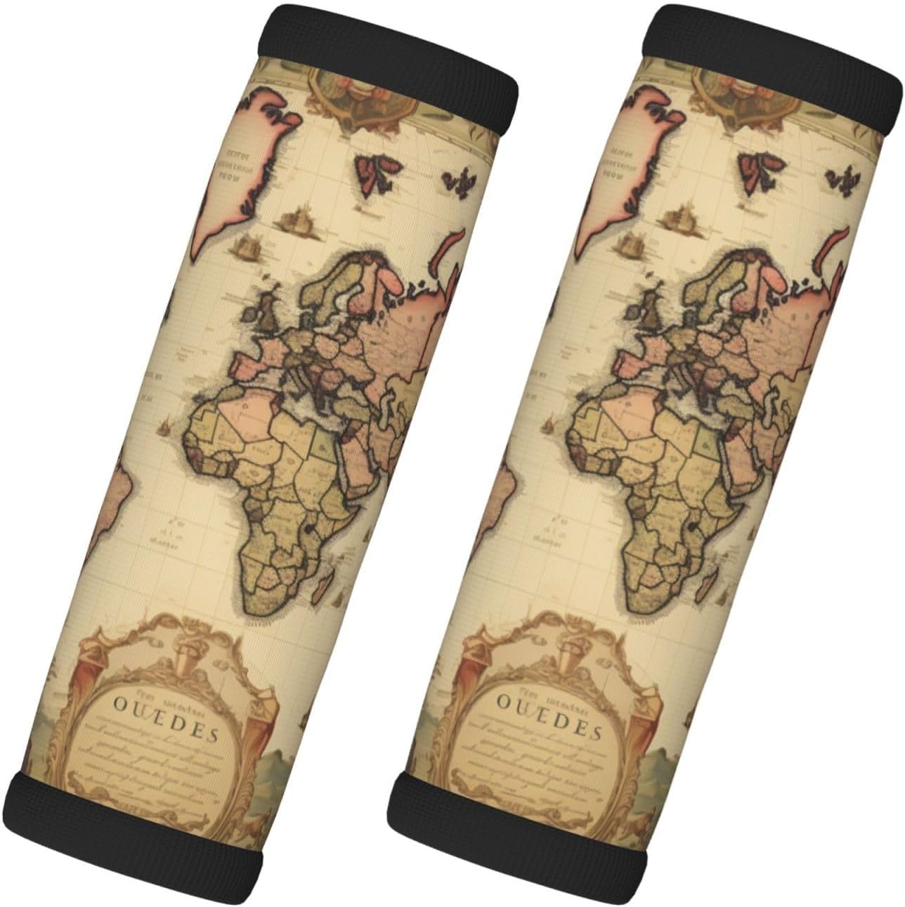 Luggage Handle Wraps Vintage World Map Pattern Luggage Identifiers Soft Neoprene Luggage Handle Wraps For Suitcase Trolley Handle Grip Cover 2 Pack Luggage Tags