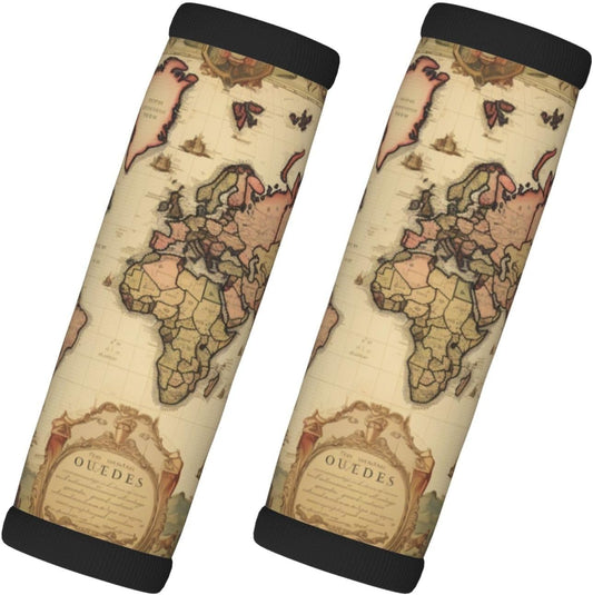 Luggage Handle Wraps Vintage World Map Pattern Luggage Identifiers Soft Neoprene Luggage Handle Wraps For Suitcase Trolley Handle Grip Cover 2 Pack Luggage Tags