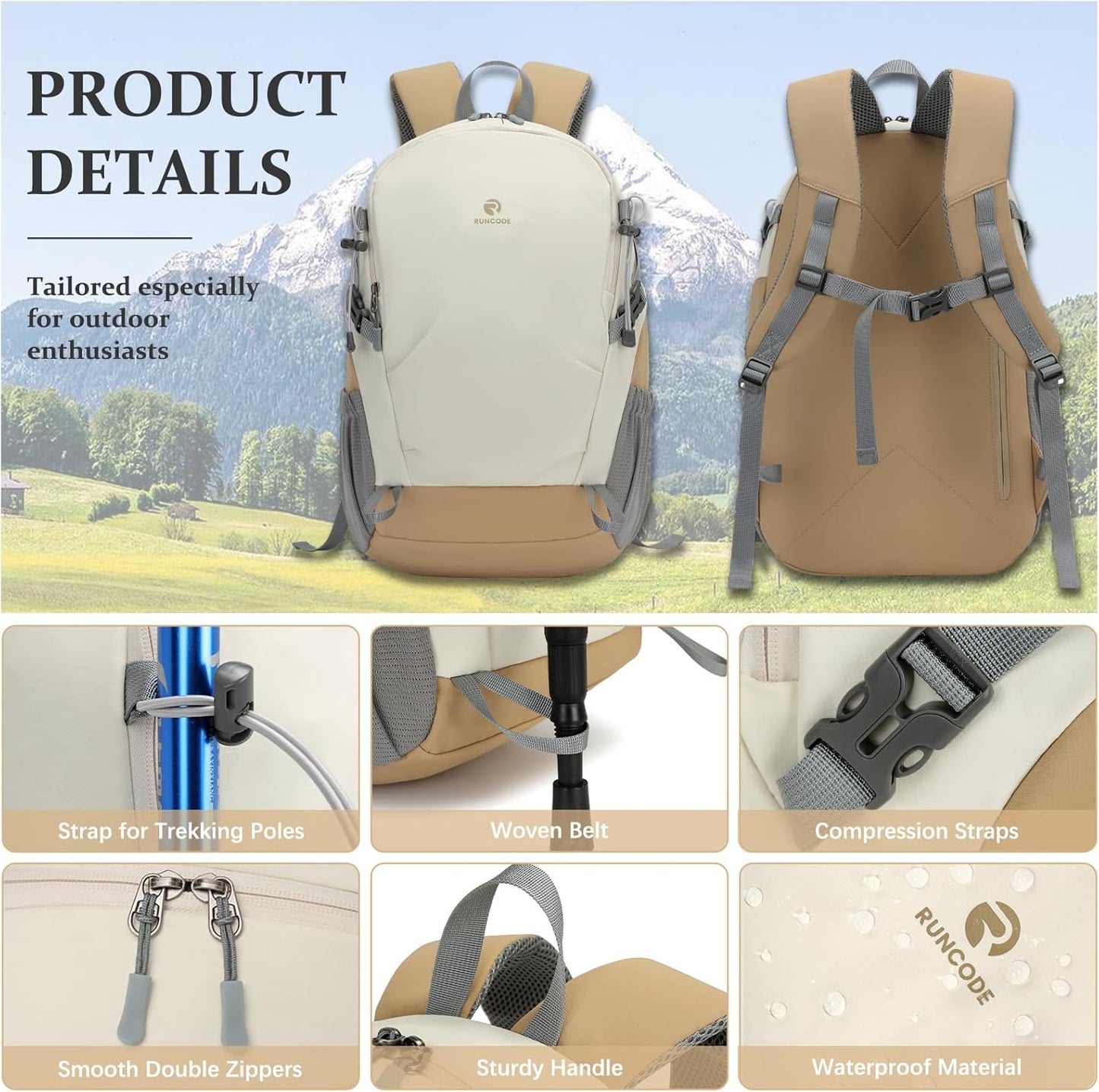 Hiking Backpack for Men Women, 25L Lightweight Travel Backpack Camping Daypack for Outdoors