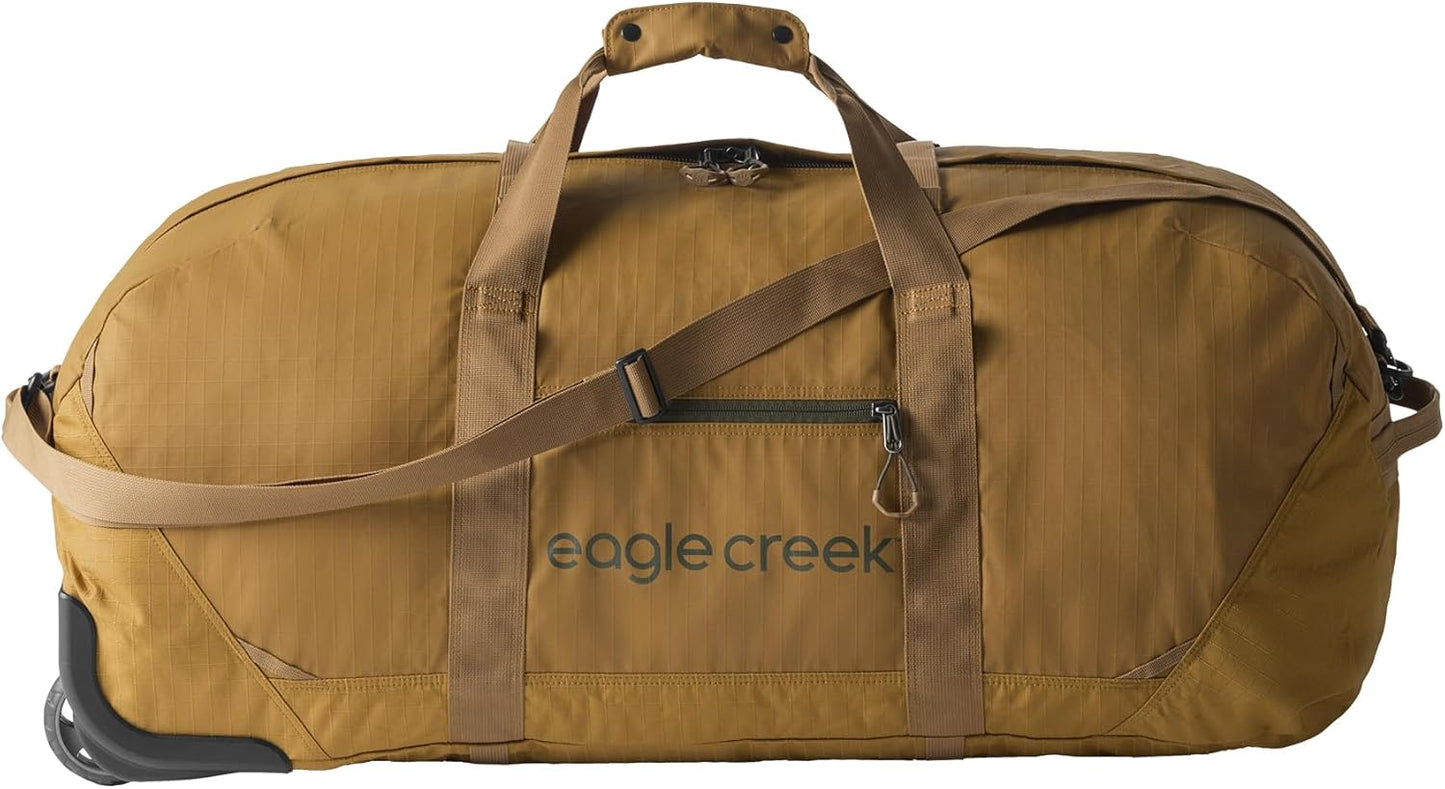 Eagle Creek No Matter What Rolling Duffel - Durable Rolling Bag for Travel - Adjustable Shoulder Strap - Heavy Duty Wheels - Lockable Zippers - Multiple Carry Options - 110L - Safari Brown