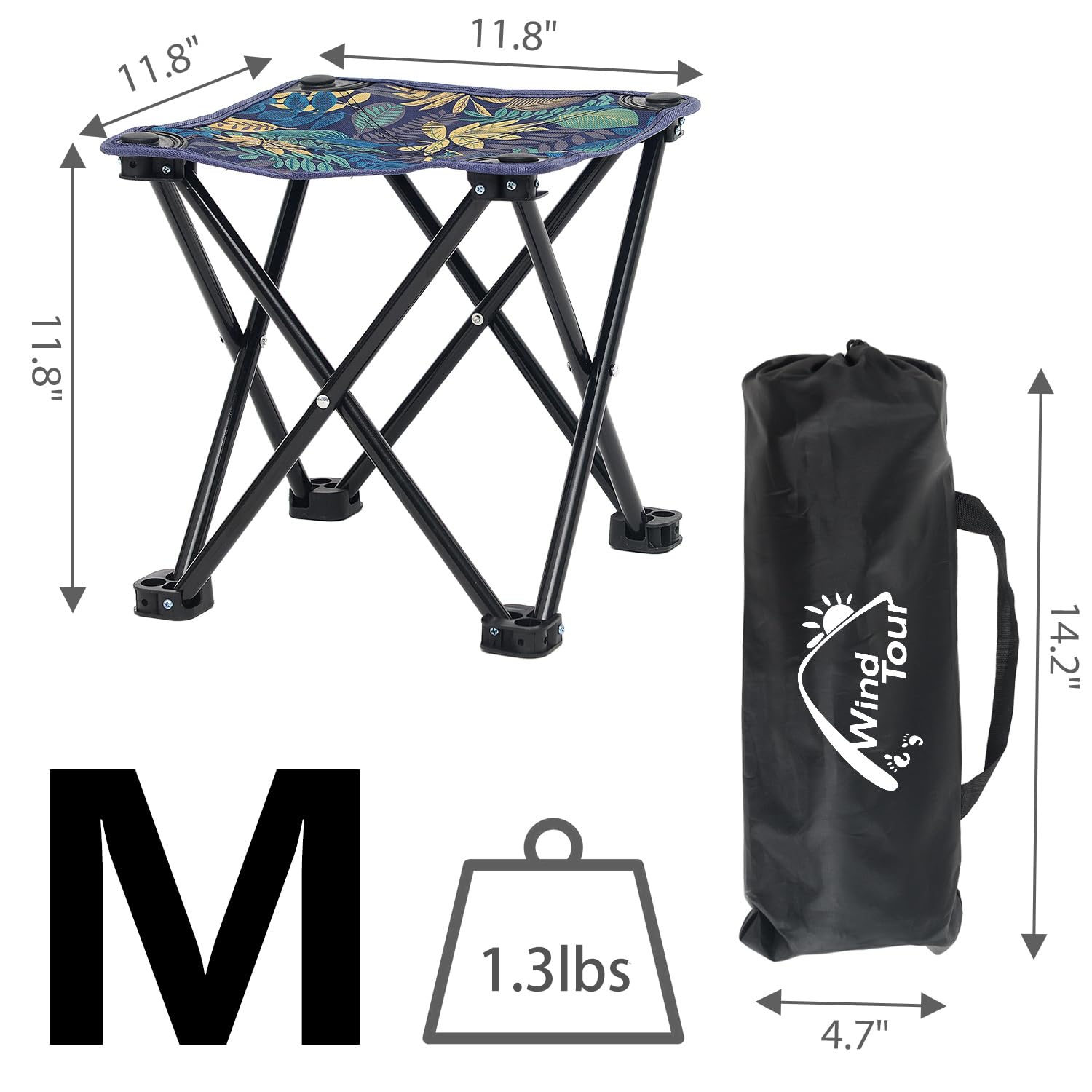 Wind Tour Portable Folding Camping Stool Outdoor Camping Lightweight Samll Chair for Fishing Hiking