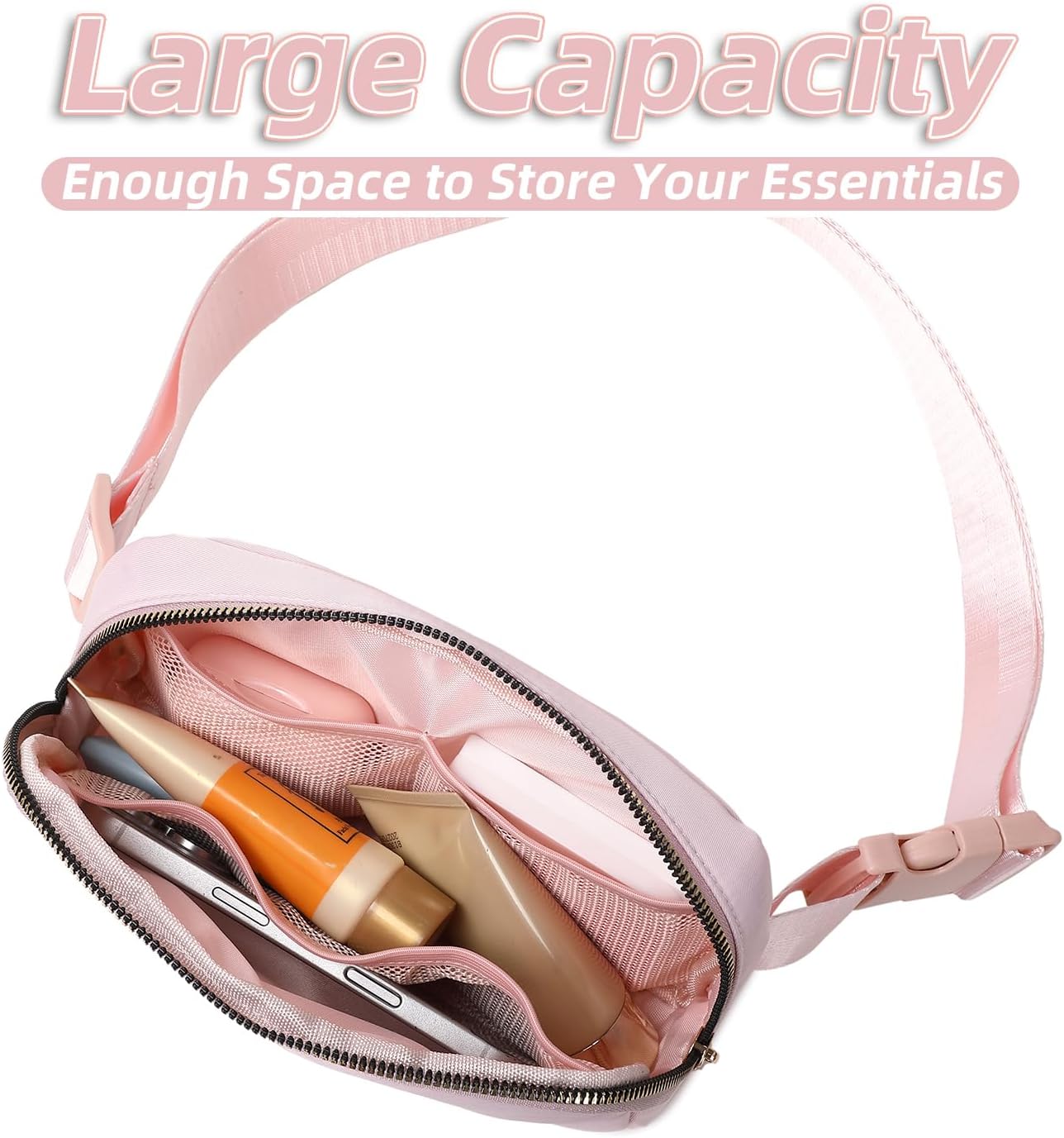Belt Bag for Women, Cross Body Fanny Pack Fashion Waist Packs Everywhere Belt Bag with Adjustable Strap Gifts for Teen Girls Women Men (Pink)