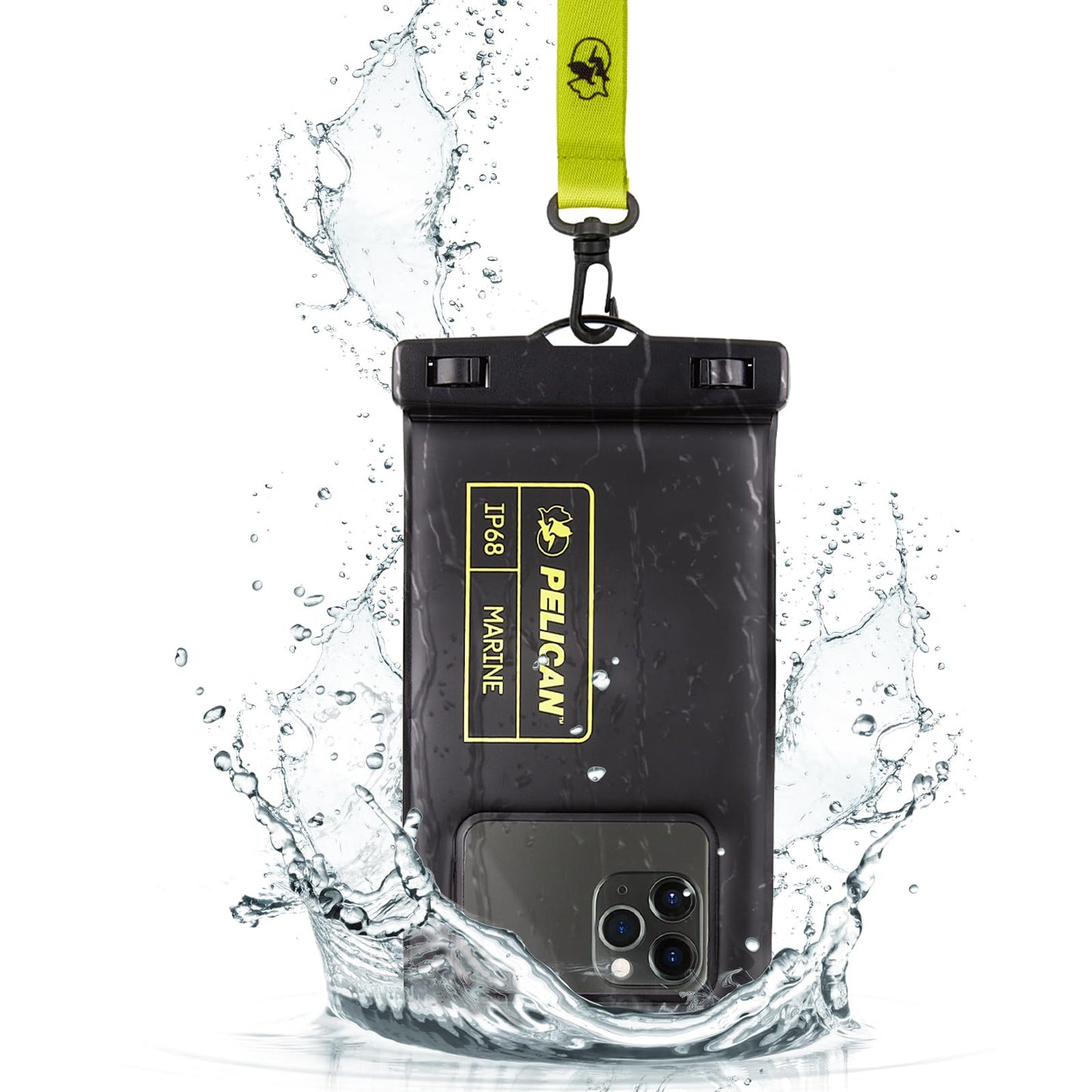 Pelican Marine Waterproof Phone Pouch (Regular) -Black/Hi-Vis Yellow