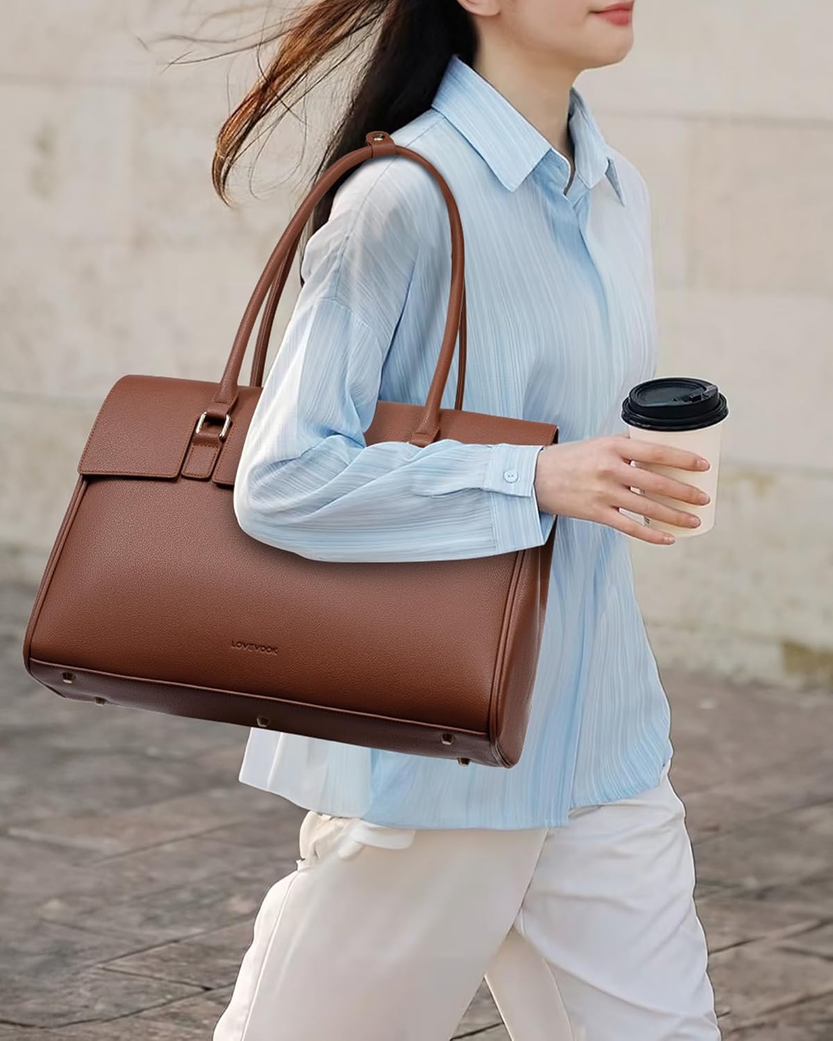 LOVEVOOK Laptop Bag for Women Work Tote Messenger Bag Waterproof Business Office Professional Handbag Shoulder Bag