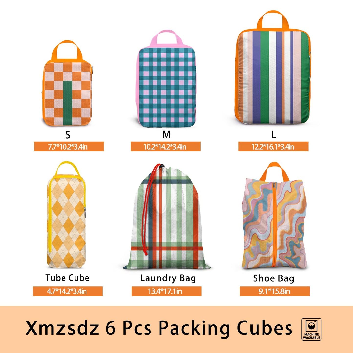 6 Pcs Compression Packing Cubes, Packing Cubes for Travel, Waterproof Luggage Organizer Bags Set