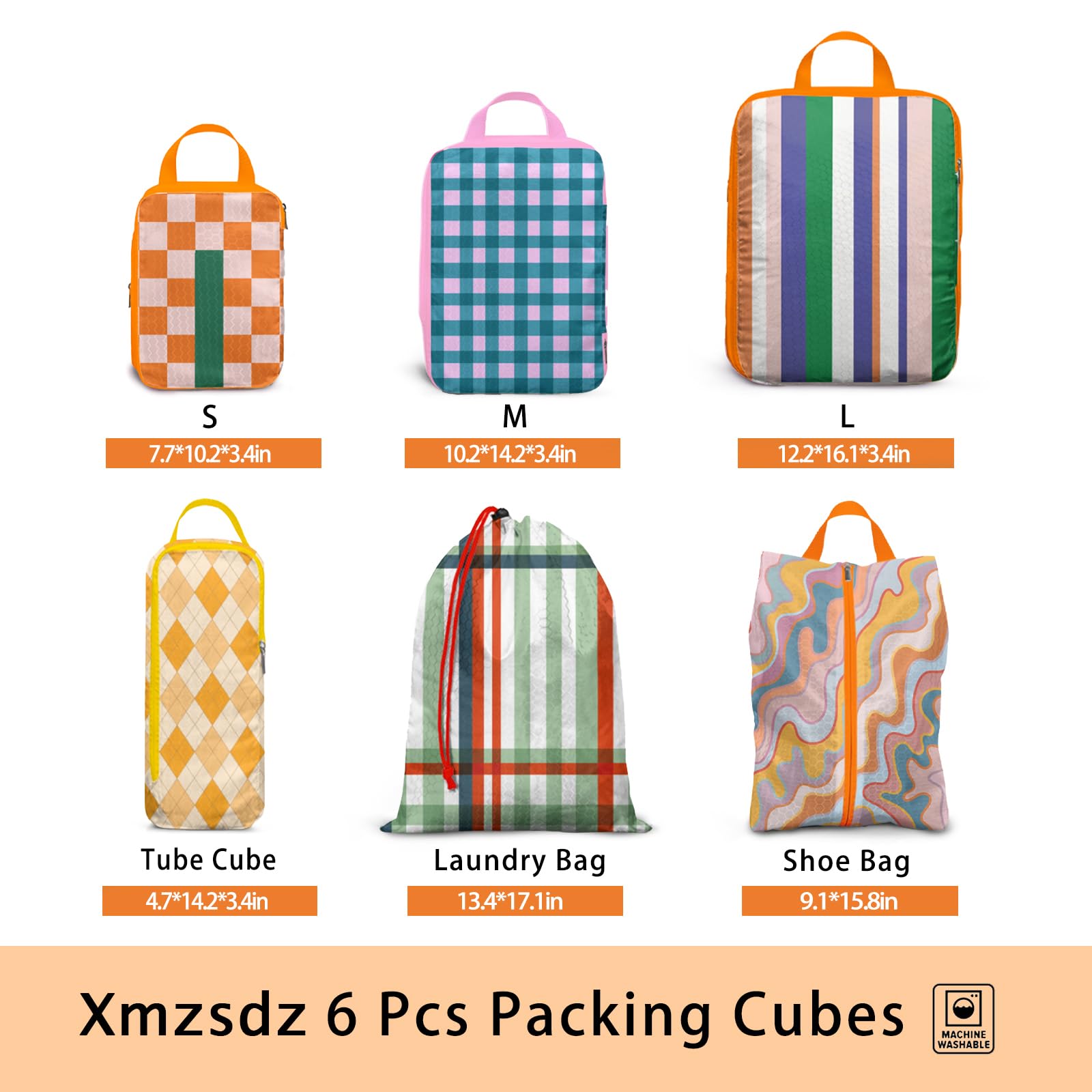 6 Pcs Compression Packing Cubes, Packing Cubes for Travel, Waterproof Luggage Organizer Bags Set