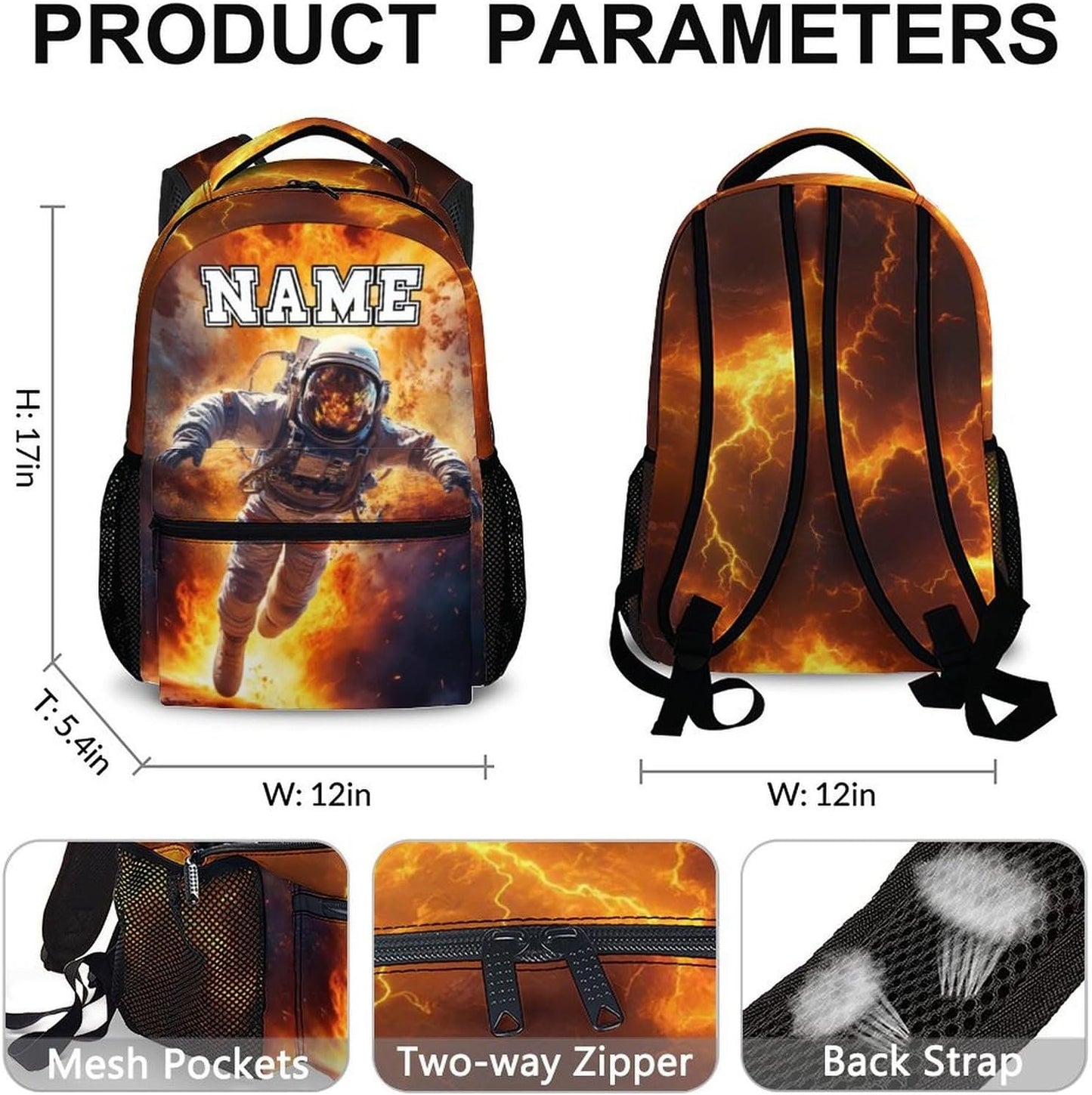 Custom Backpack for Gift, Cool Astronaut Schoolbag for Kids 3-8, Casual Bookbag for Preschool Elementary Kindergarten, Large Capacity Bookbag for Hiking Vacation Travel School Camp