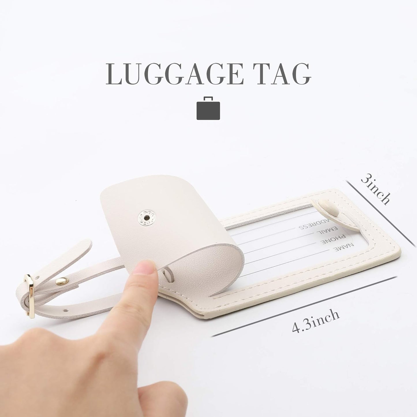 Jagucho Leather Luggage Tags for Men Women-Luggage Tags for Suitcases-Baggage Bag Tag Suitcase Labels ID Tags with Full Back Privacy Cover for Carnival Cruise Ships, Travel Tags