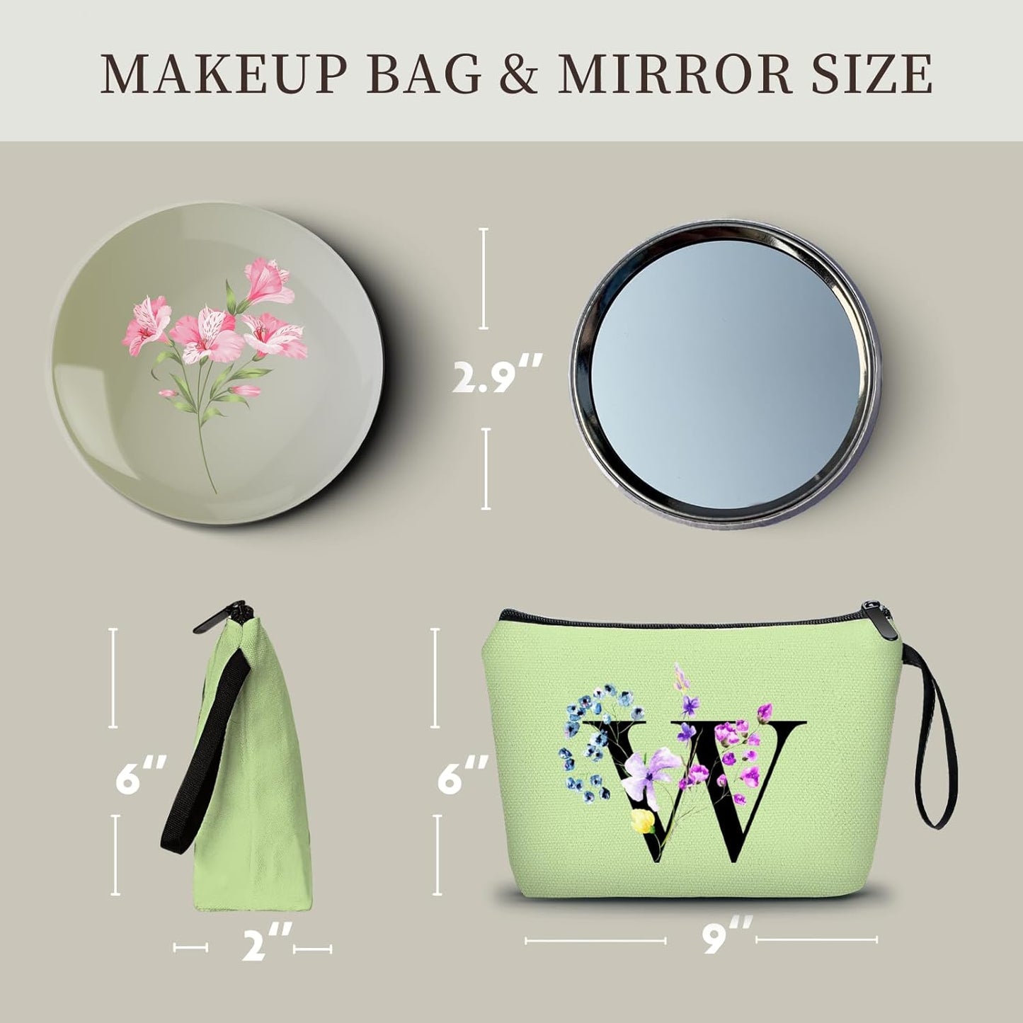 Birthday Inspirational Bridesmaid Proposal Team Small Gifts for Women Mom Aunt Teacher Sister Coworkers Makeup Cosmetic Bag Travel with Mirror Mothers Day Christmas Graduation W