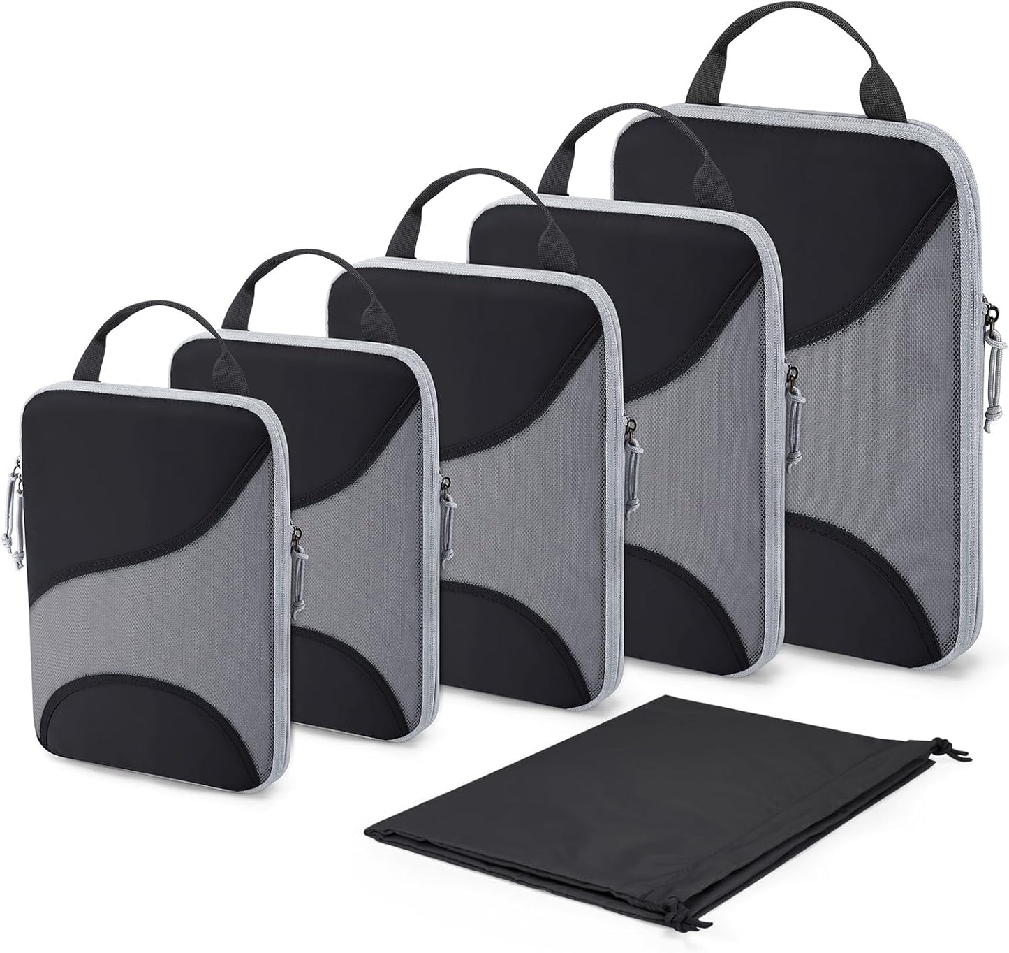 BAGSMART Compression Packing Cubes - 6 Set Travel Packing Cubes for Suitcases, Compression Suitcase