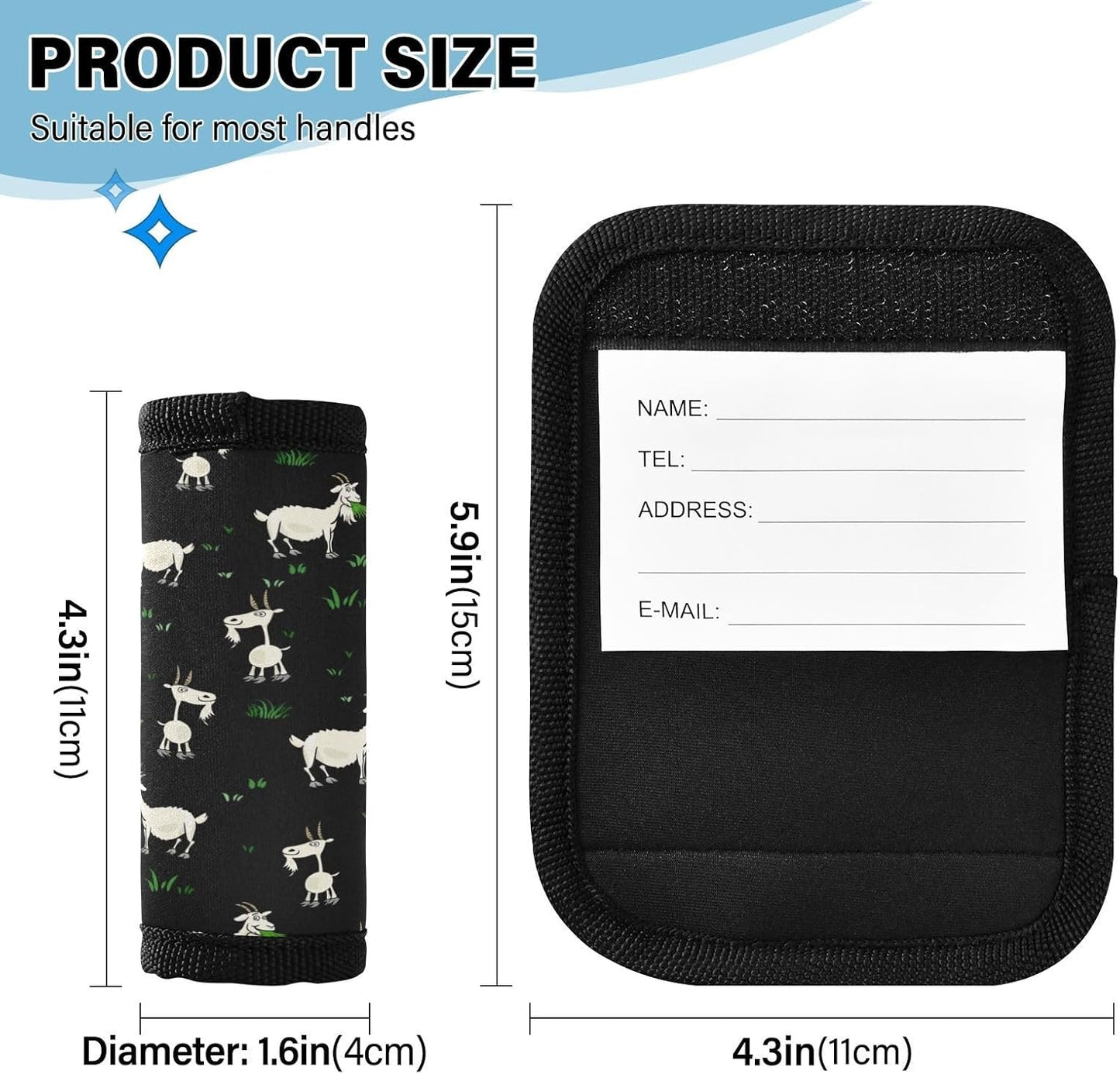 Goat 2 Pack Luggage Handle Wrap for Suitcase Luggage Identifier Travel Tags Handle Protection Sleeve Cover