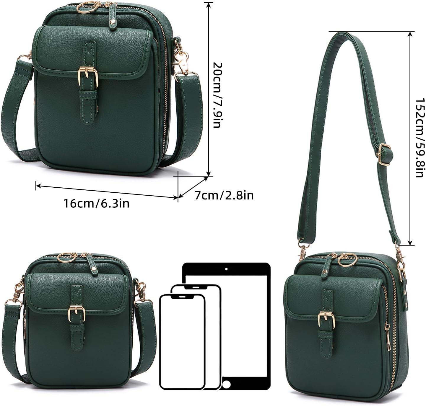 ChuLian Vintage Crossbody Bag For Women Men Small Messenger Bag Crossbody Handbags Large Shoulder Bags With 10 Card Slots