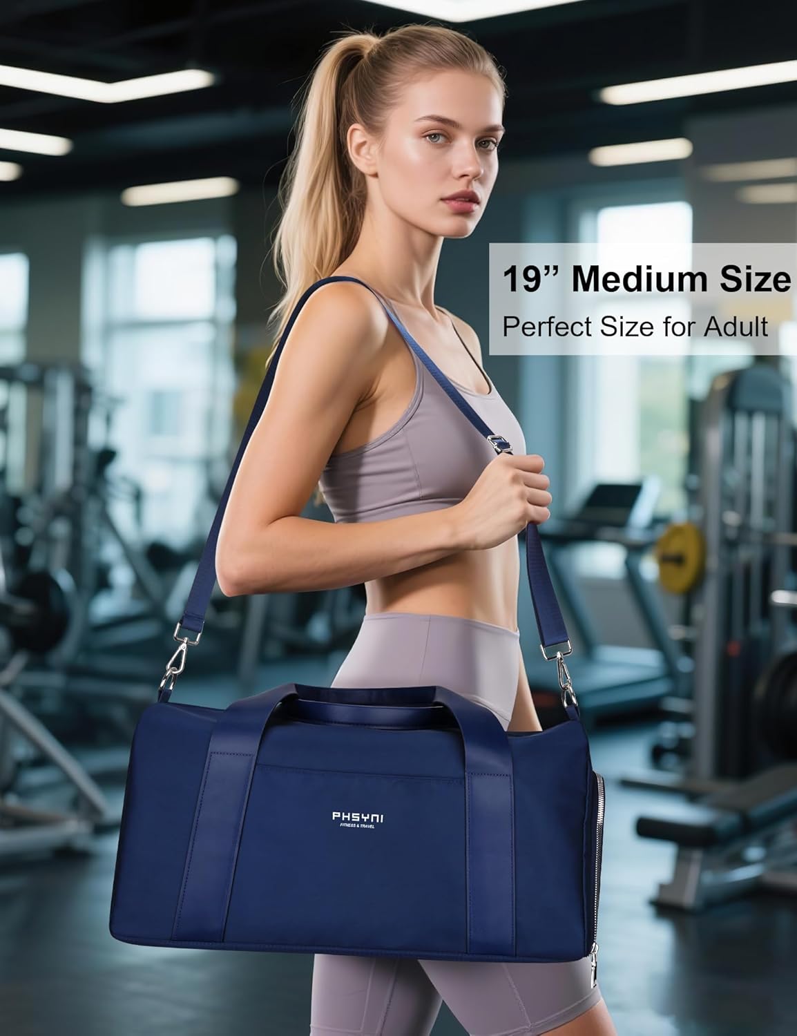 Gym Bag for Women and Men with Shoe Compartment & Wet Pocket - Duffle Bag for Travel Sports Fitness