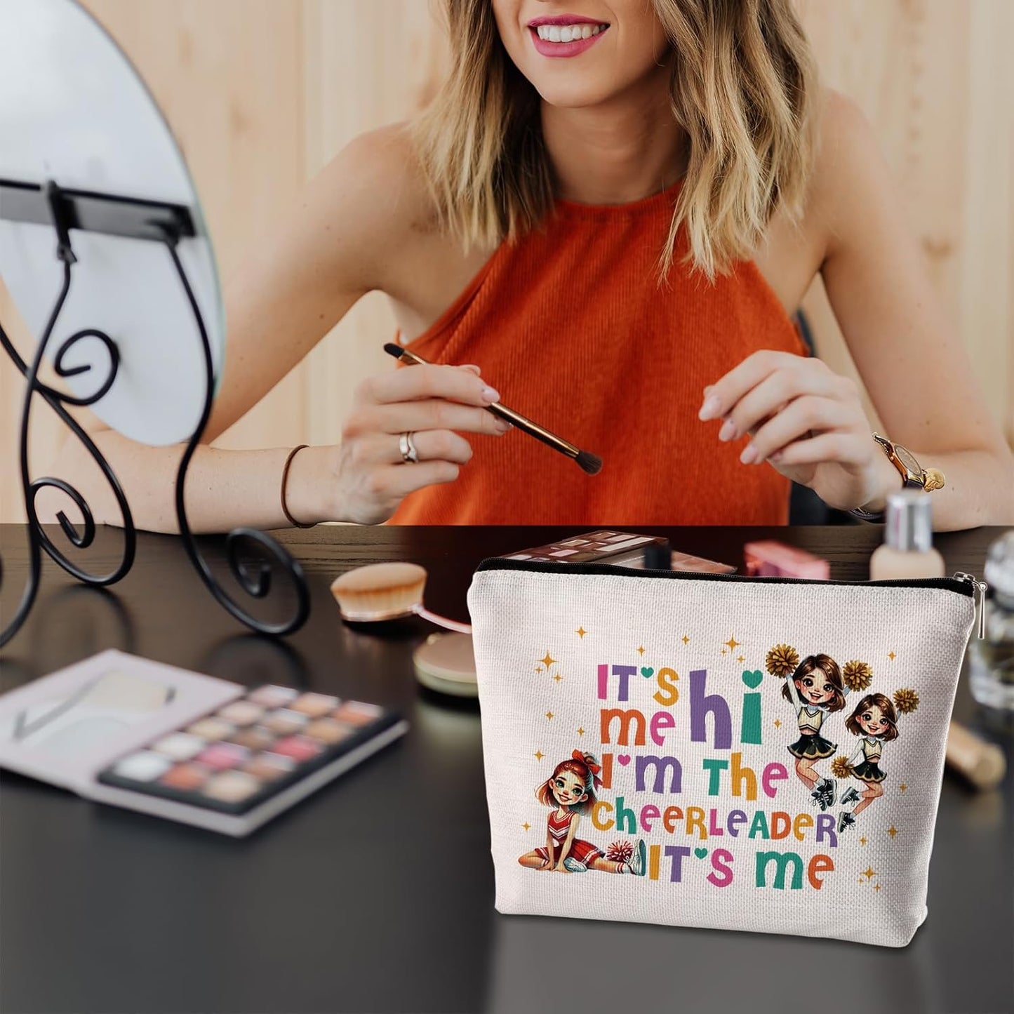 Cheerleader Gifts For Women Makeup Bag It's Me Hi I'm the Cheerleader Cosmetic Bag Cheerleading Stuff Travel Zipper Pouch Christmas Graduation Birthday Gifts for Cheerleaders Cheer Coach