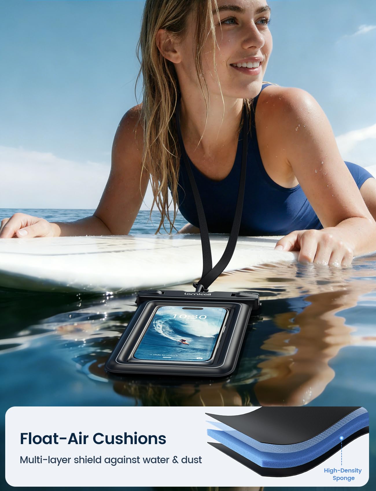 Lamicall IP68 Floating Waterproof Phone Pouch, 2 Pack Waterproof Phone Case