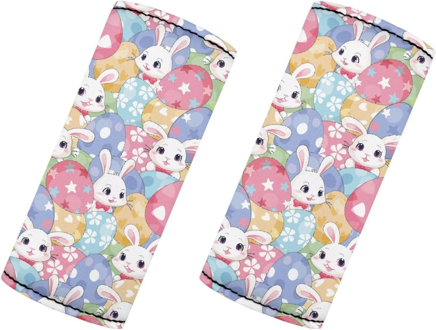 Cartoon Bunny Luggage Grip Gloves Eggs Luggage Handle Wrap Cute Suitcase Protective Handle Cover Set of 2 Pcs,Lovely Identifiers Marker Grips Protector