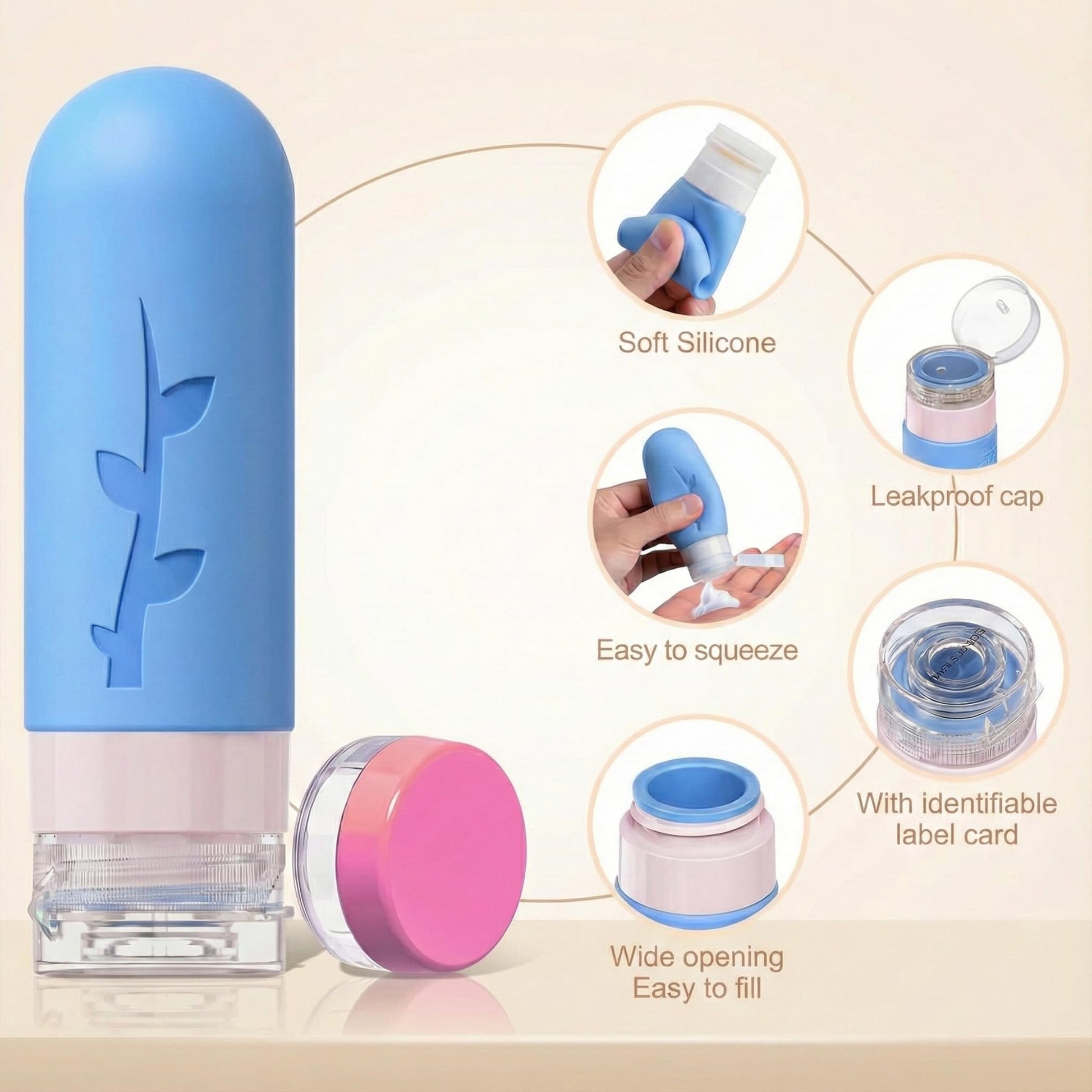 DEPOZA Travel Bottles Kit (16 Pack) - TSA Approved, Leak Proof Silicone Squeezable Containers for