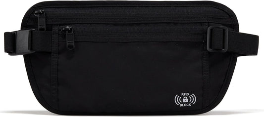 Pander RFID Blocking Travel Money Belt – Hidden Waist Pouch for Passport, Cash, Cards, Slim Belt Bag for Men and Women,