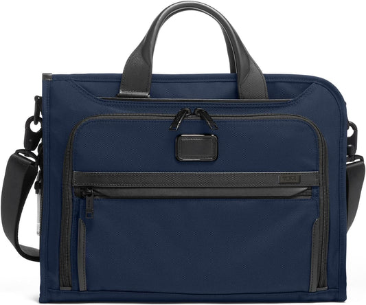 TUMI - Alpha Slim Deluxe Portfolio - Men's Compact Travel & Office Briefcase - Laptop and Tablet Bag - Navy