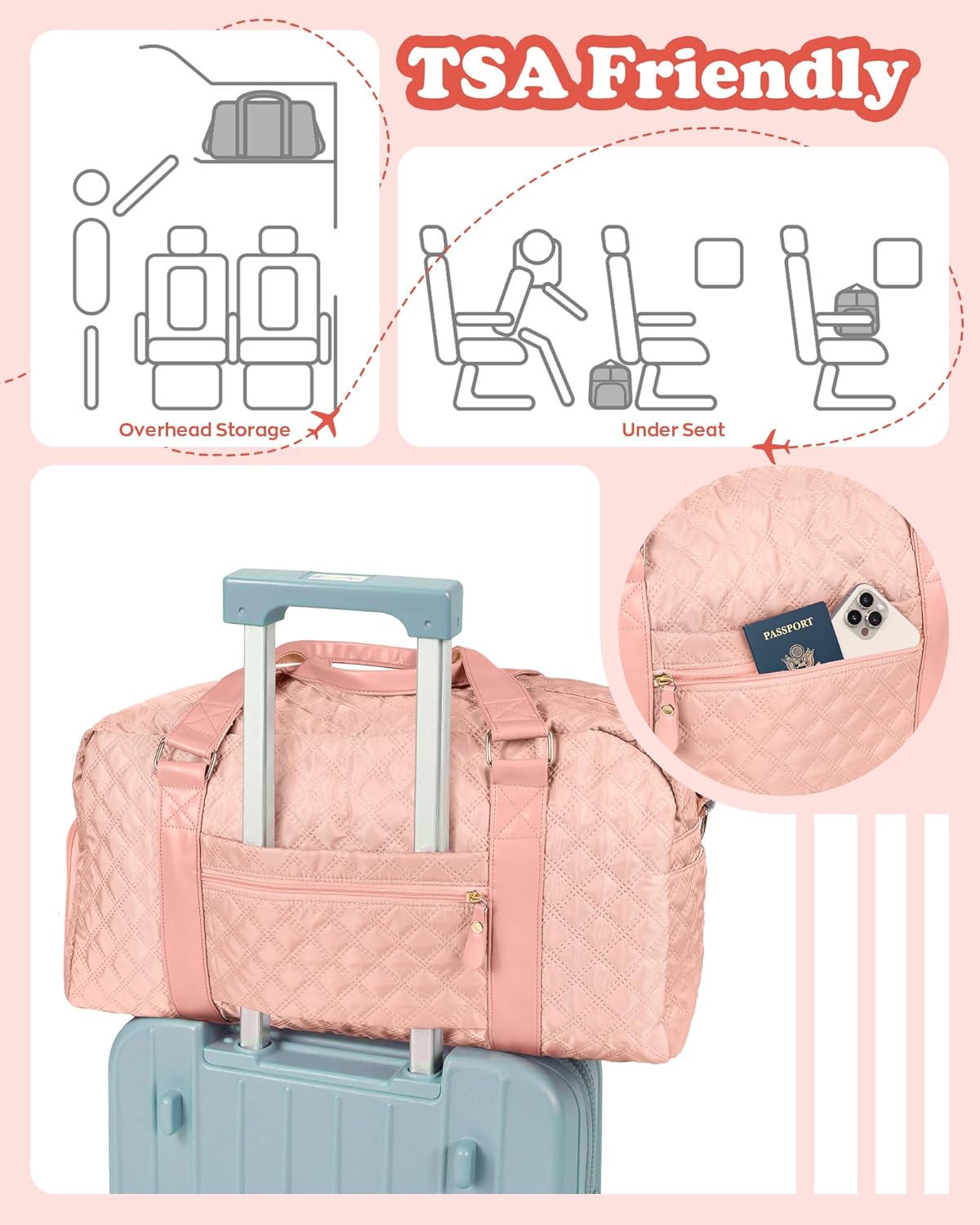 Personalized Duffle Bag Women Girls Gift: Letter Carry on bags, Dance Cheer bag Sports for Girl, Kid Gymnastics Bags, Birthday Gifts for Women Girls Kids Teens Mom Teacher