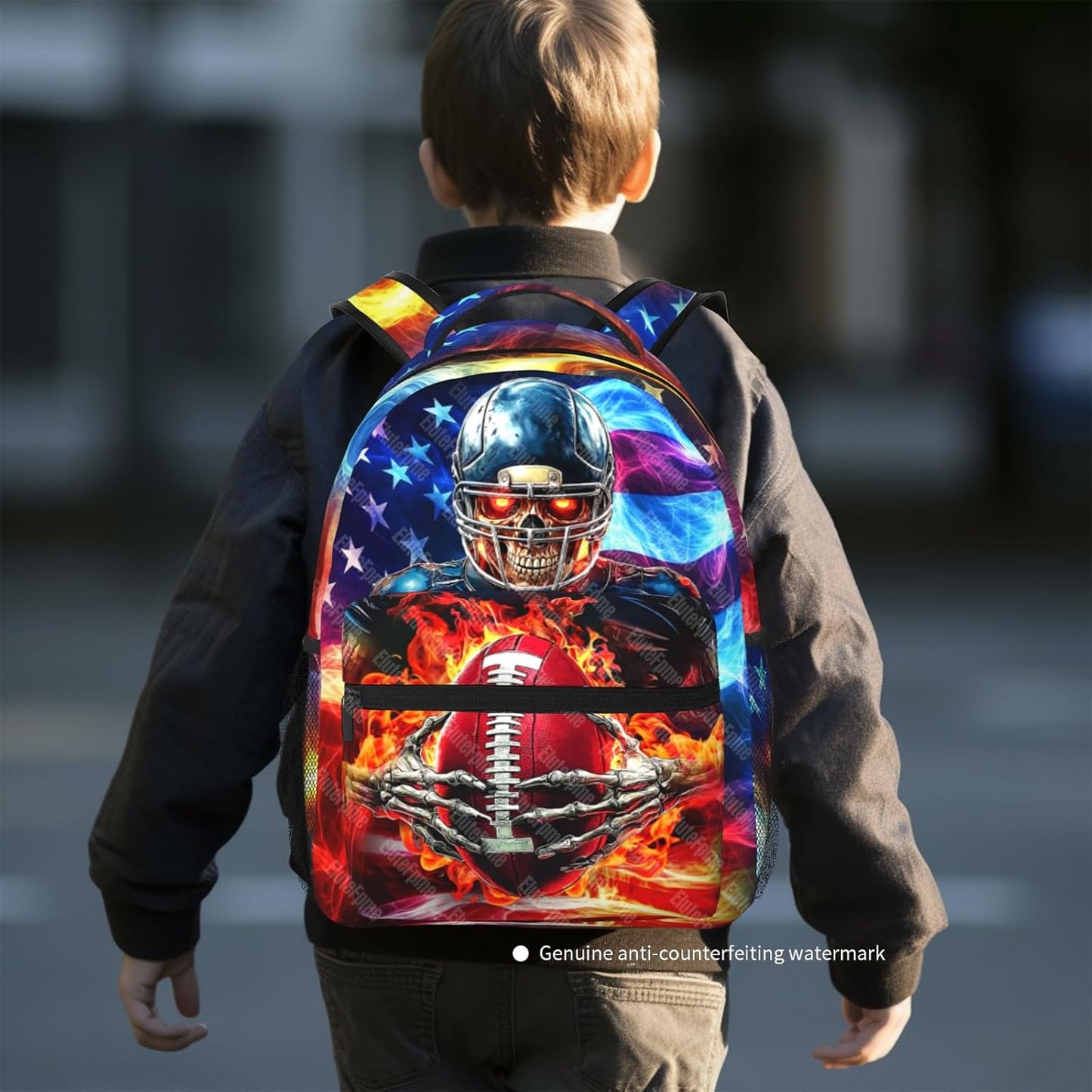 School Backpack for Boys American Football Boys Backpack for Kids Children Elementary Middle School Sport Bookbag Travel Back Pack for Ages 6-18
