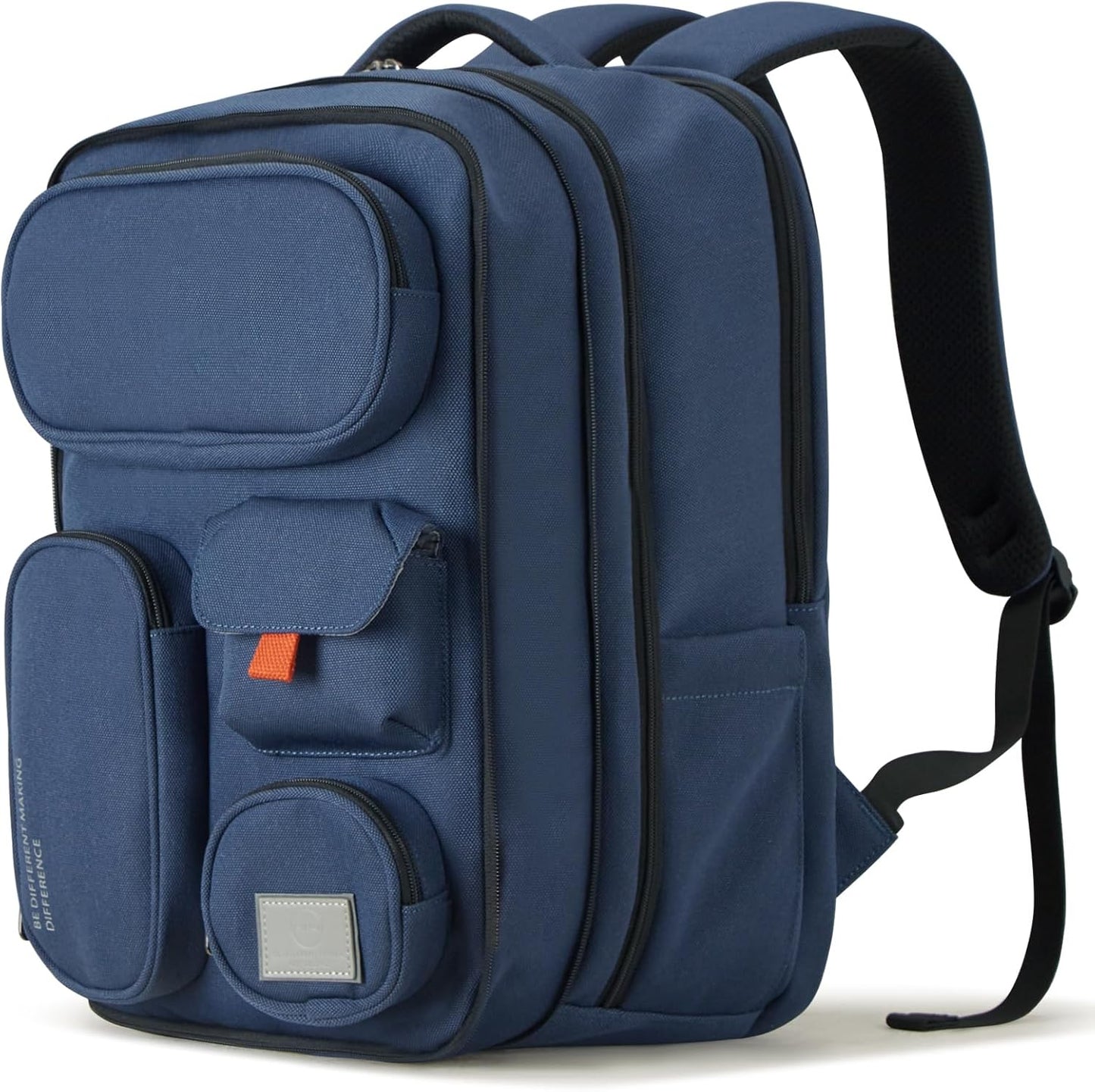 mixi Large Capacity Expandable Travel Backpack for Women & Men 15.6'' Laptop Carry On Weekender Bag Outdoor Hiking with Multifunction Pockets 180° Open Water Resistant 18 Inch 28L, Nautical Blue