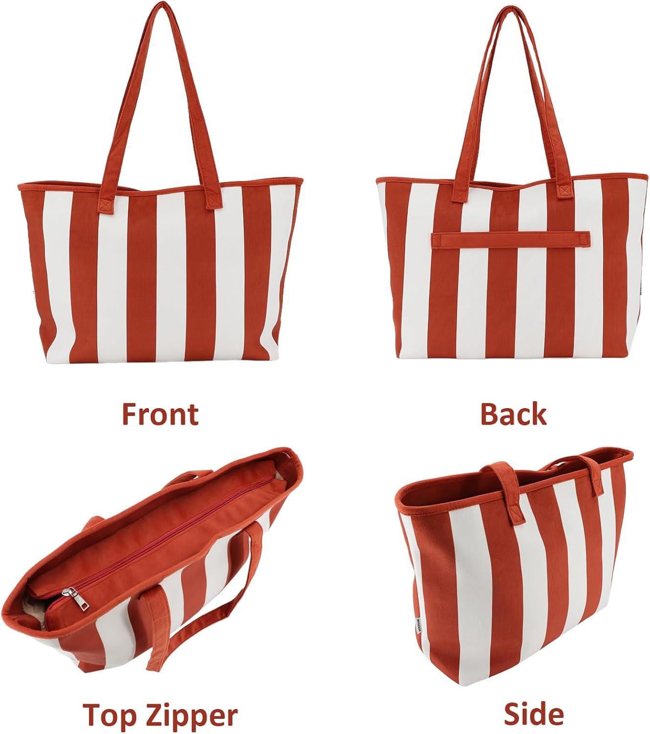 UERRUAM Corduroy Tote Bag for Women with Laptop Compartment,Cup Holder Inside,Makeup Pouch-for Work,Travel,College,Gym,Nurse